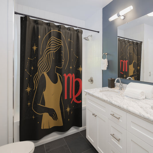 Virgo Zodiac Shower Curtains, Astrology Decor, Bathroom Accessories, Celestial Theme, Unique Gift for Astrology Lovers