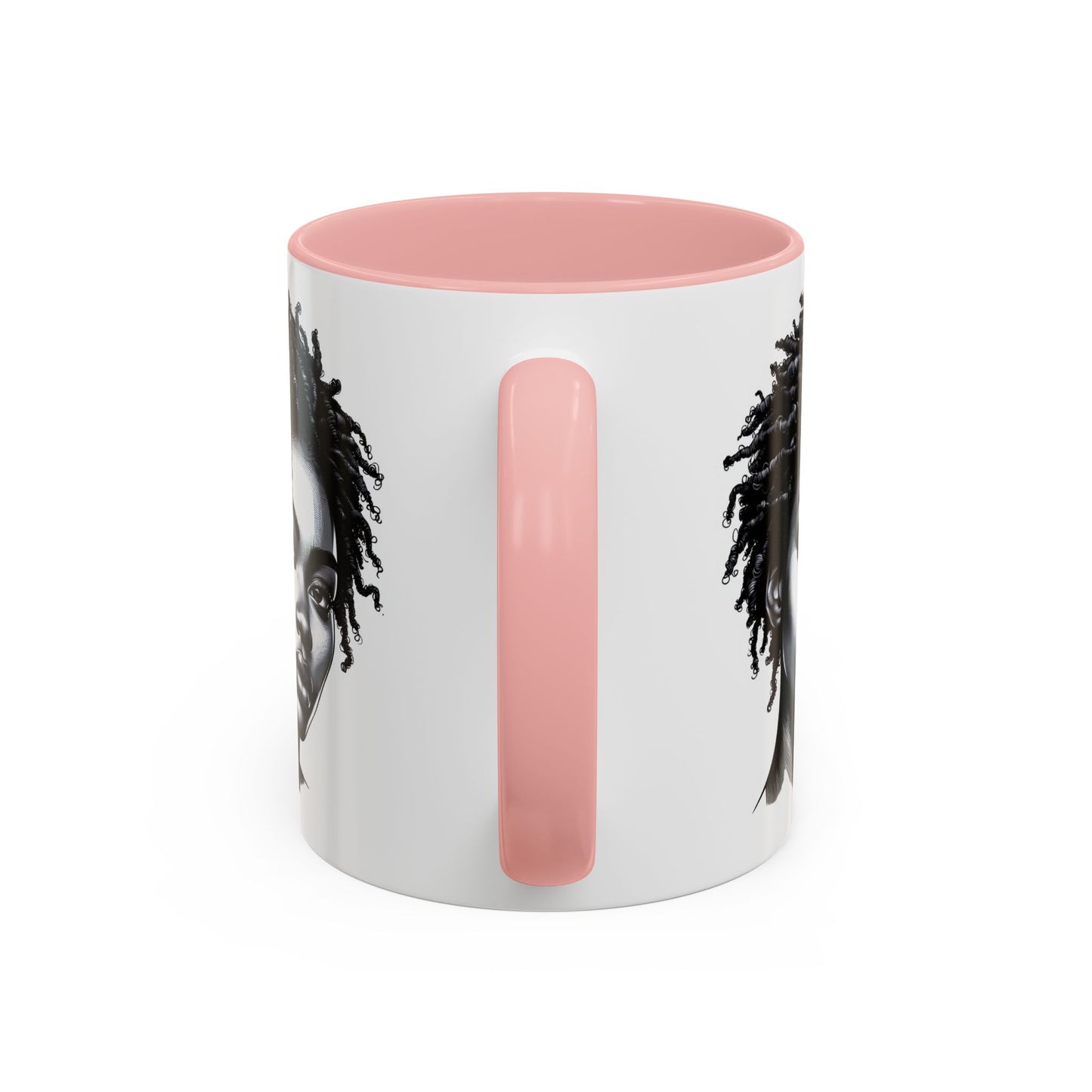 Afrocentric Accent Coffee Mug, Artistic Mug for Home, Unique Gift for Her, Afro Hair Black American African Girl