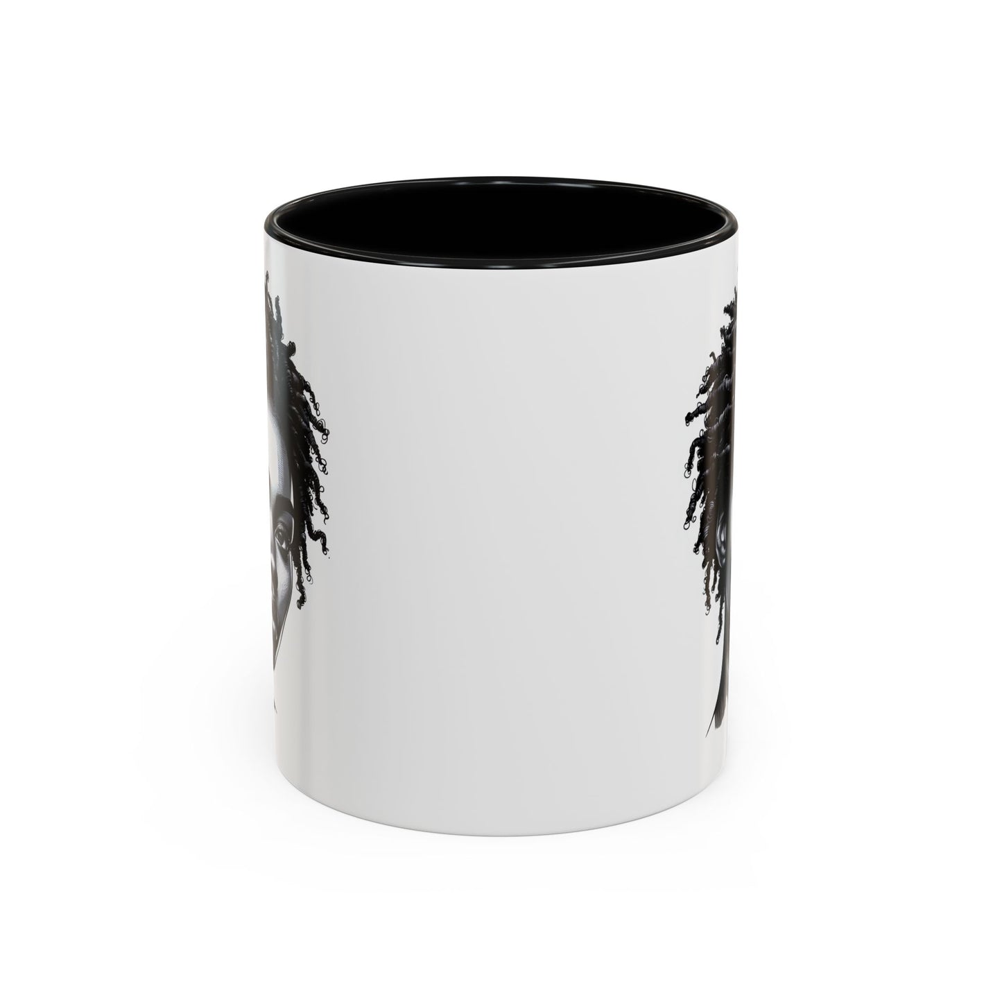 Afrocentric Accent Coffee Mug, Artistic Mug for Home, Unique Gift for Her, Afro Hair Black American African Girl