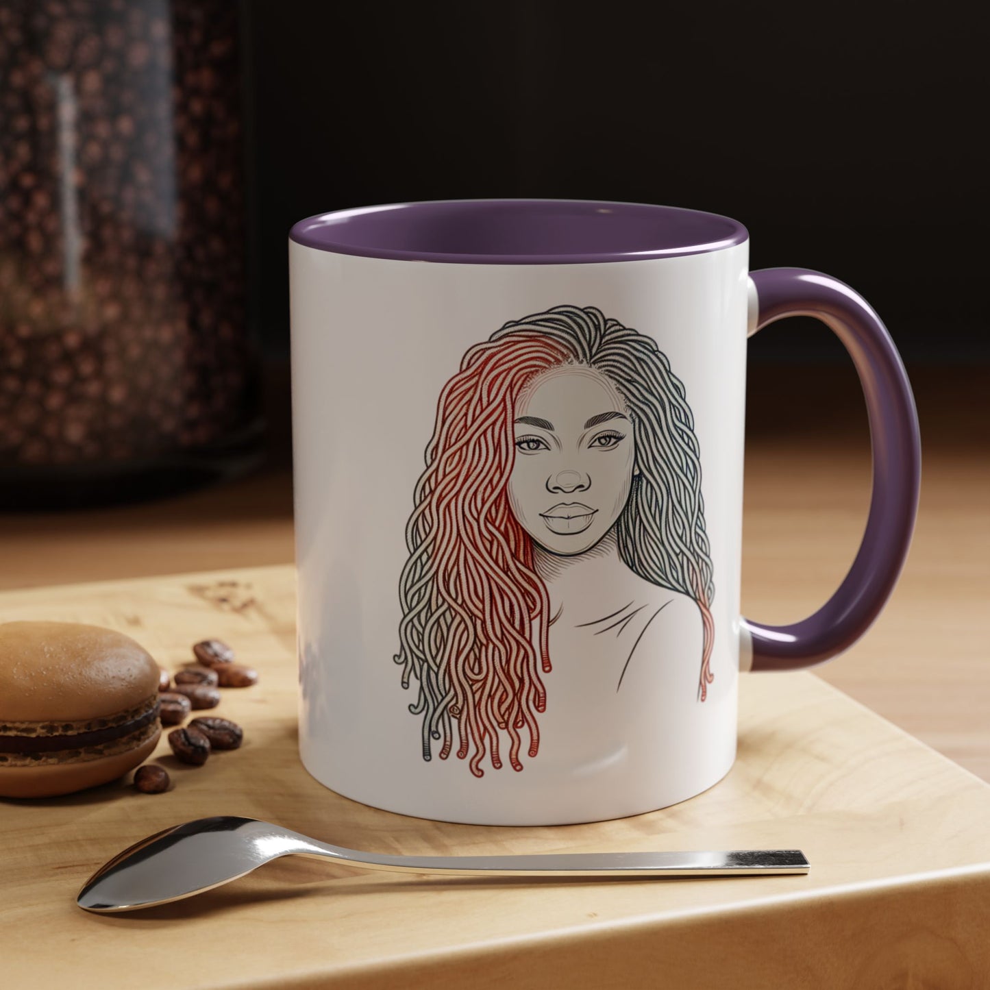 Artistic Accent Coffee Mug. Afrocentric Gift Afro Hair Black American African Girl