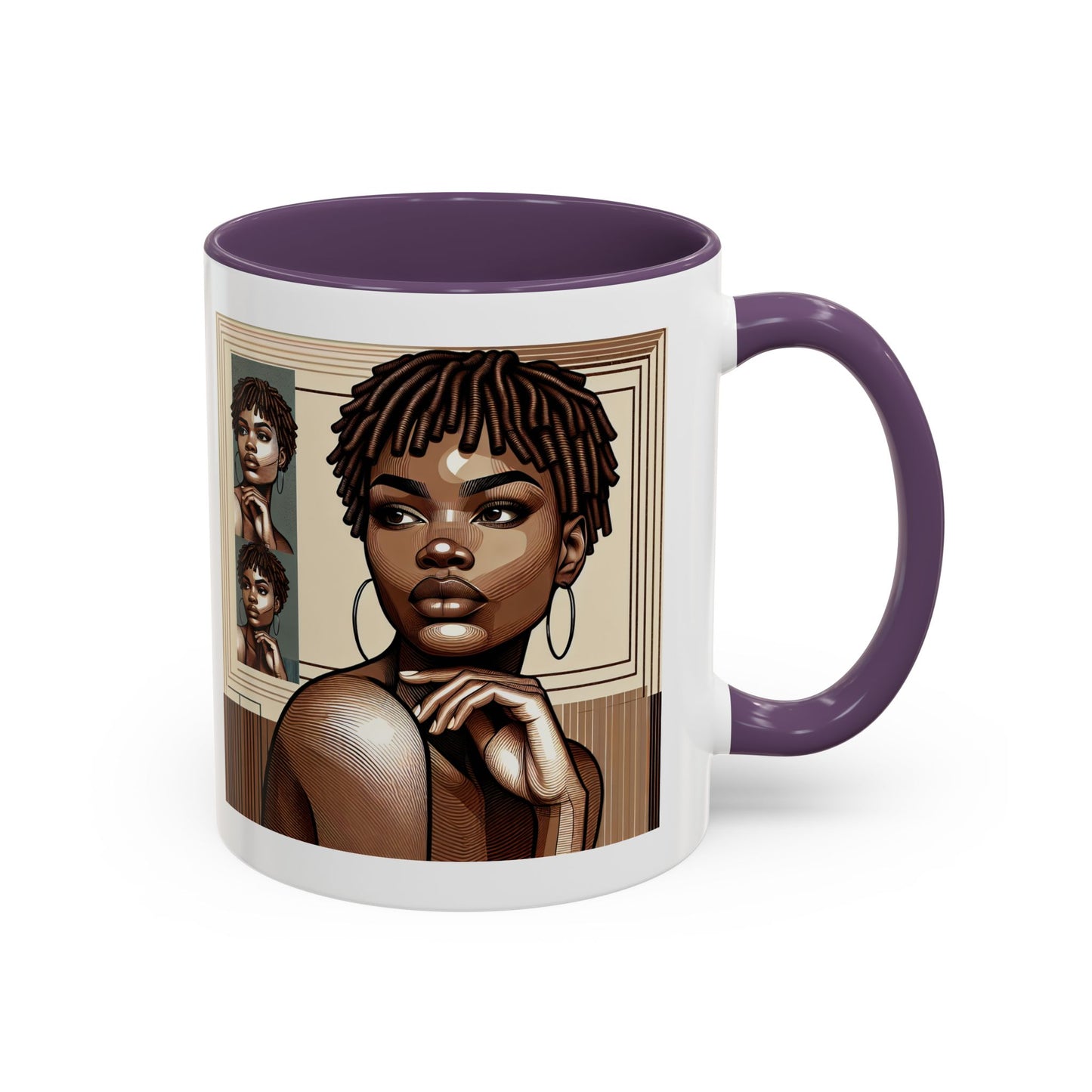Elegant Art Coffee Mug, Unique Mug Gift, Black Girl Coffee Cup, Afrocentric Accent Mug