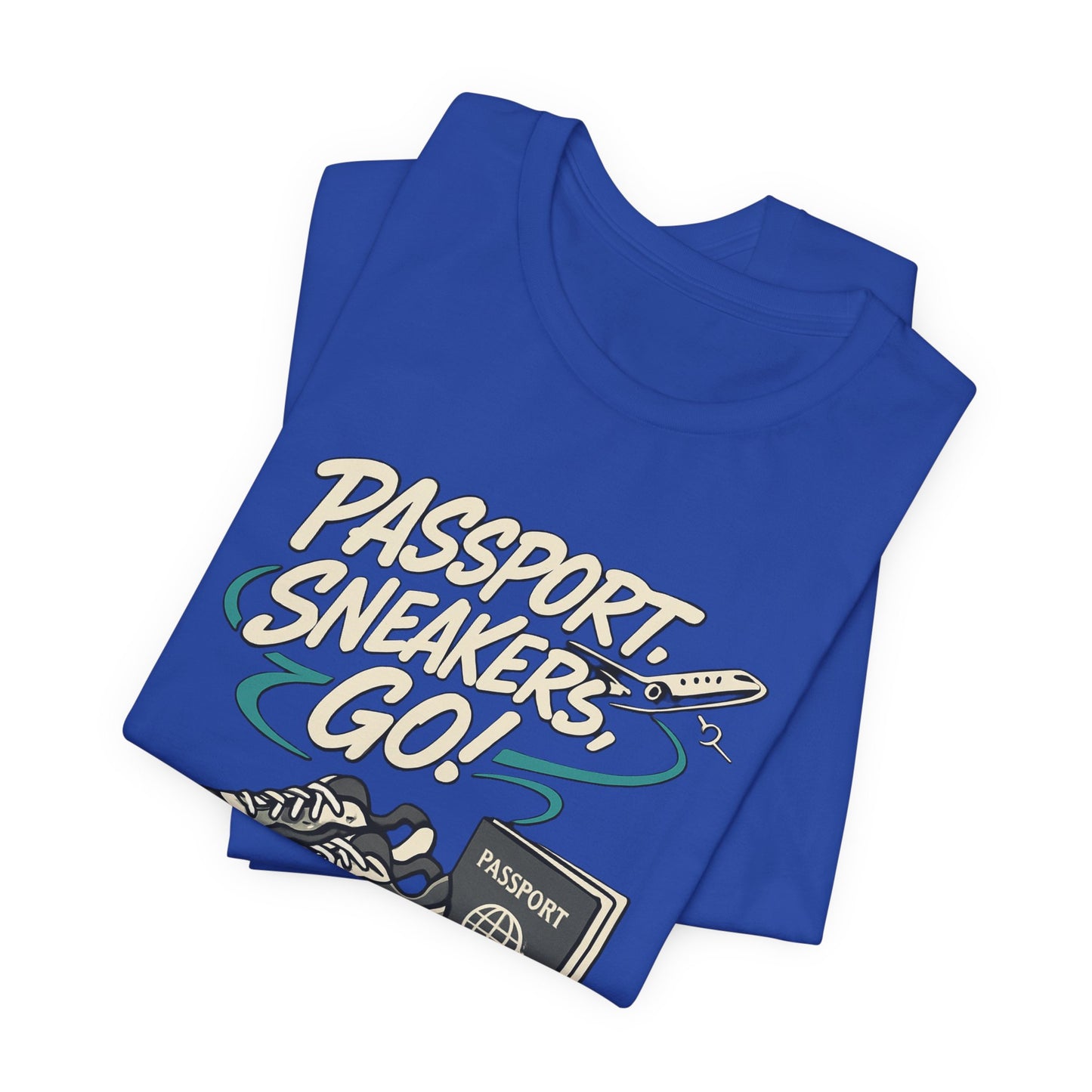 Passport Sneakers Unisex Tee, Travel T-Shirt, Vacation Shirt, Gift for Travelers, Adventure Clothing