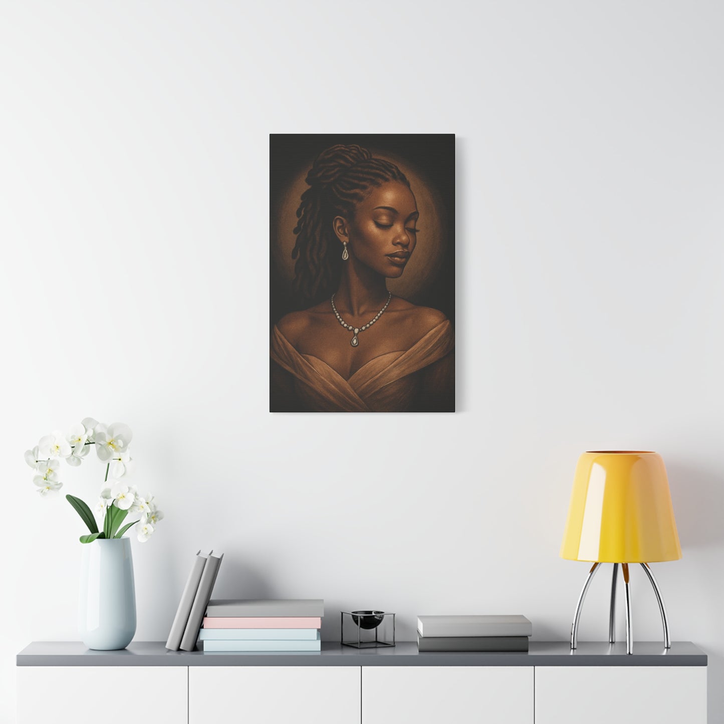 Elegant Wall Art Print, Black Woman Portrait, Home Decor, Inspirational Art, Gift for Her, Canvas Artwork