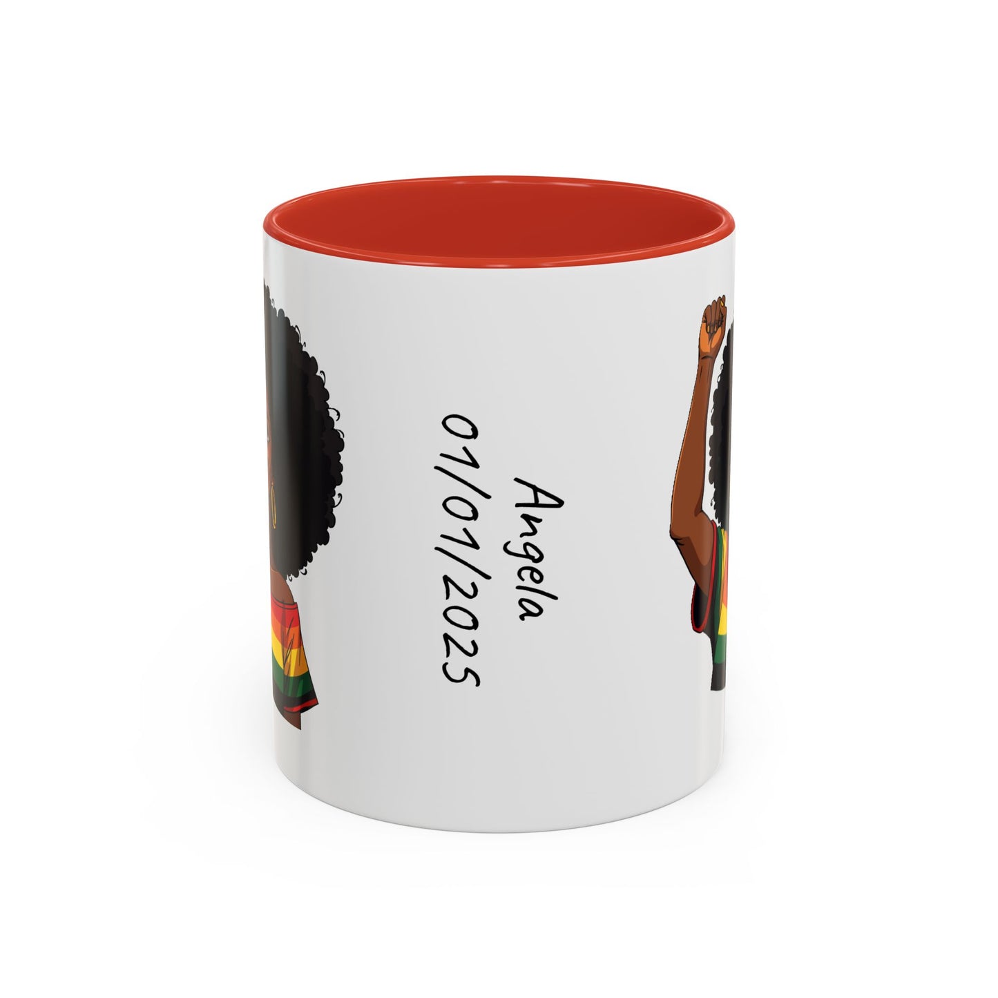 Empowered Black Woman Personalized Coffee Mug. Afro Hair Black American African Girl