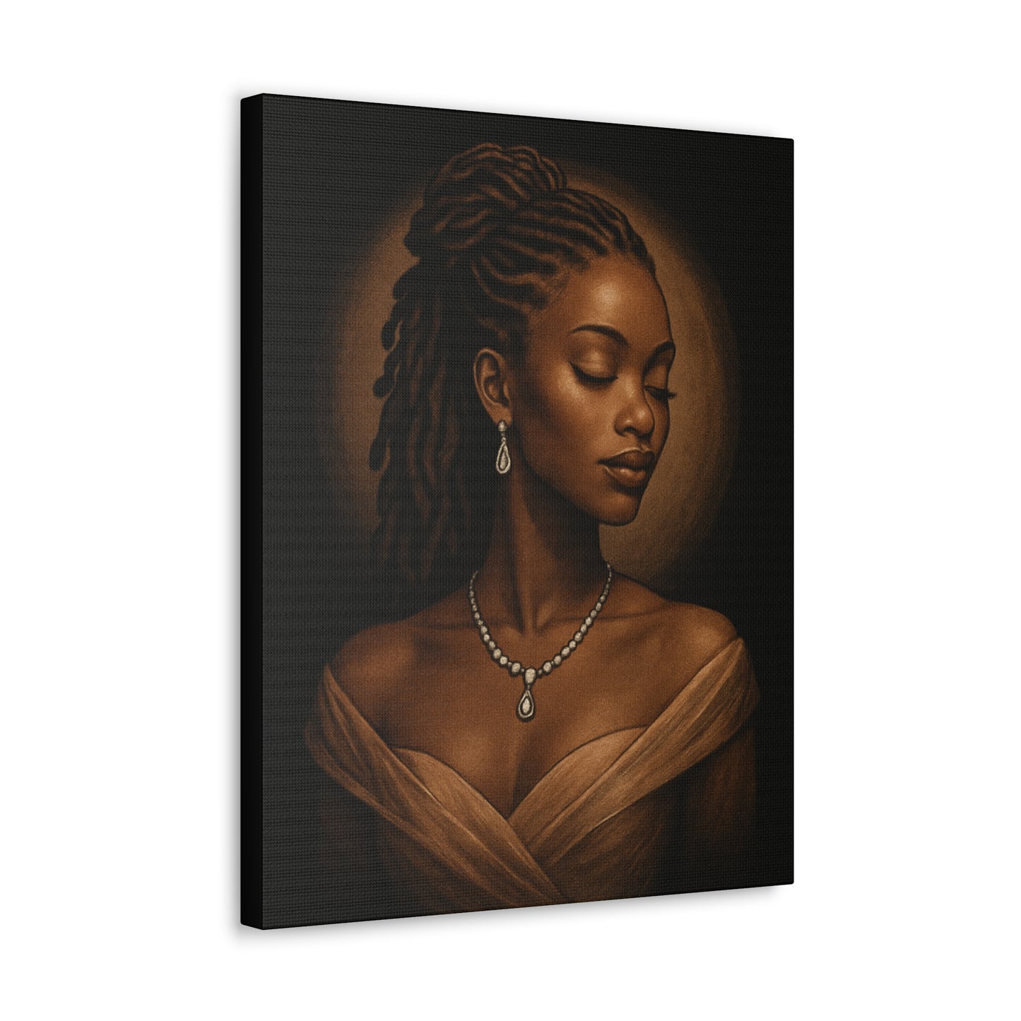 Elegant Wall Art Print, Black Woman Portrait, Home Decor, Inspirational Art, Gift for Her, Canvas Artwork