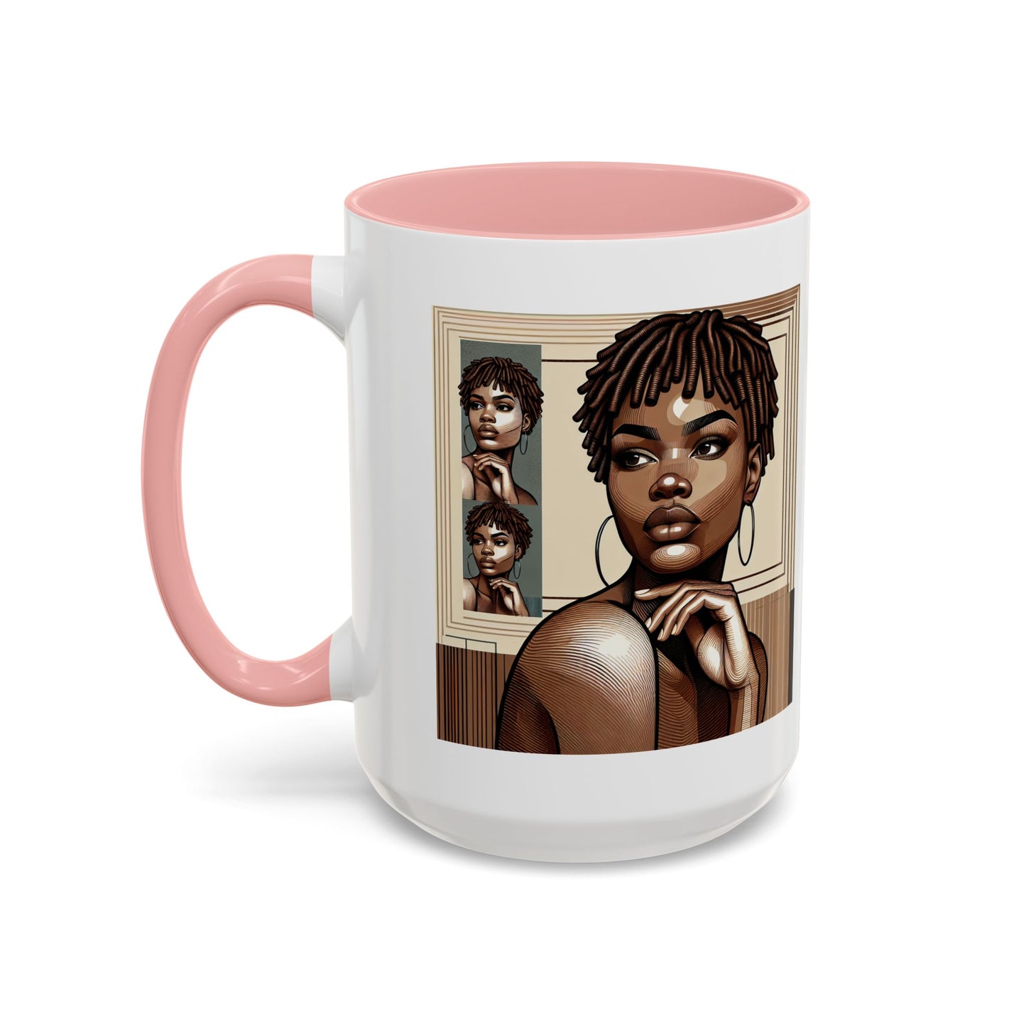 Elegant Art Coffee Mug, Unique Mug Gift, Black Girl Coffee Cup, Afrocentric Accent Mug