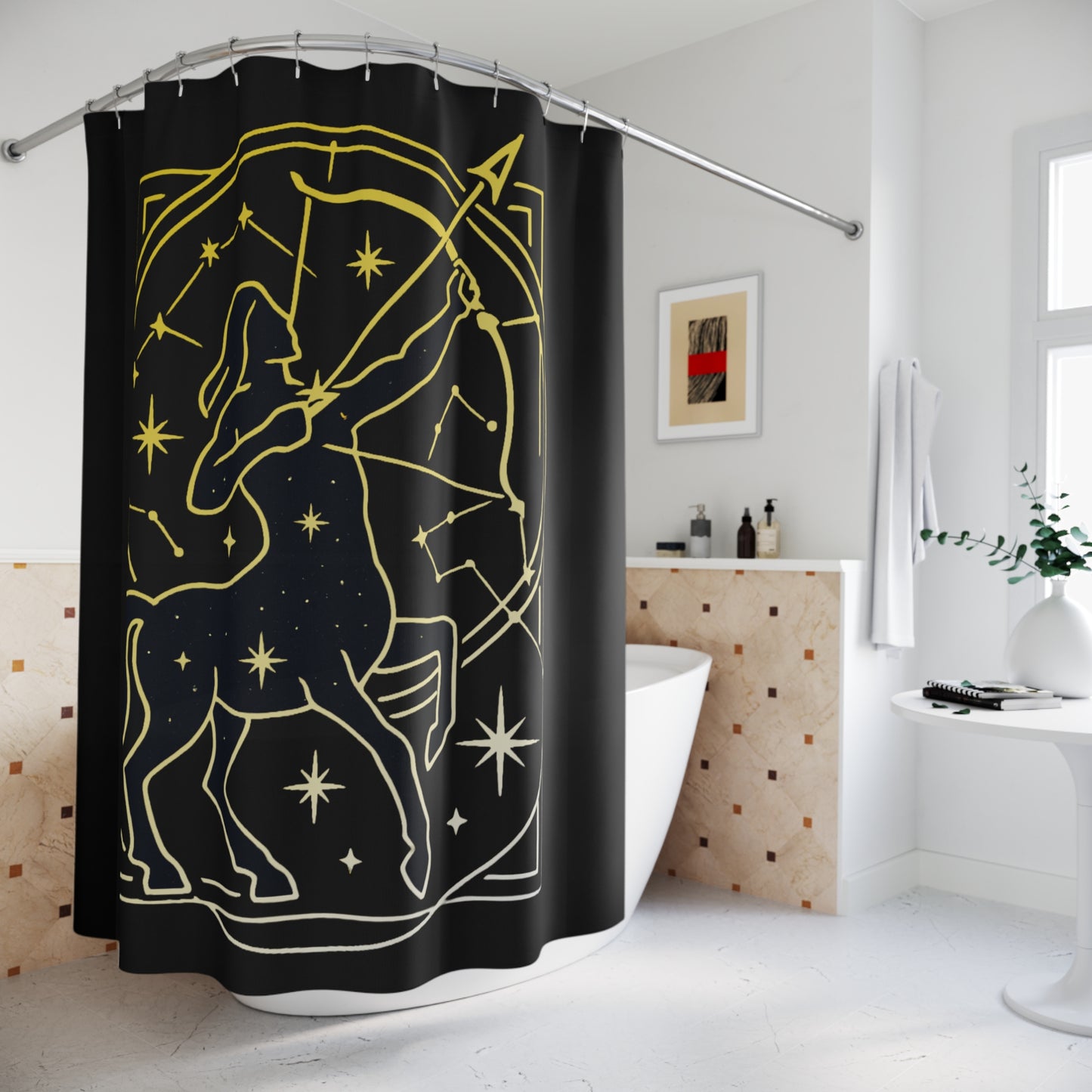 Sagittarius Shower Curtain, Astrology Bathroom Decor, Zodiac Gift for Sagittarius, Starry Shower Curtain, Home Decor