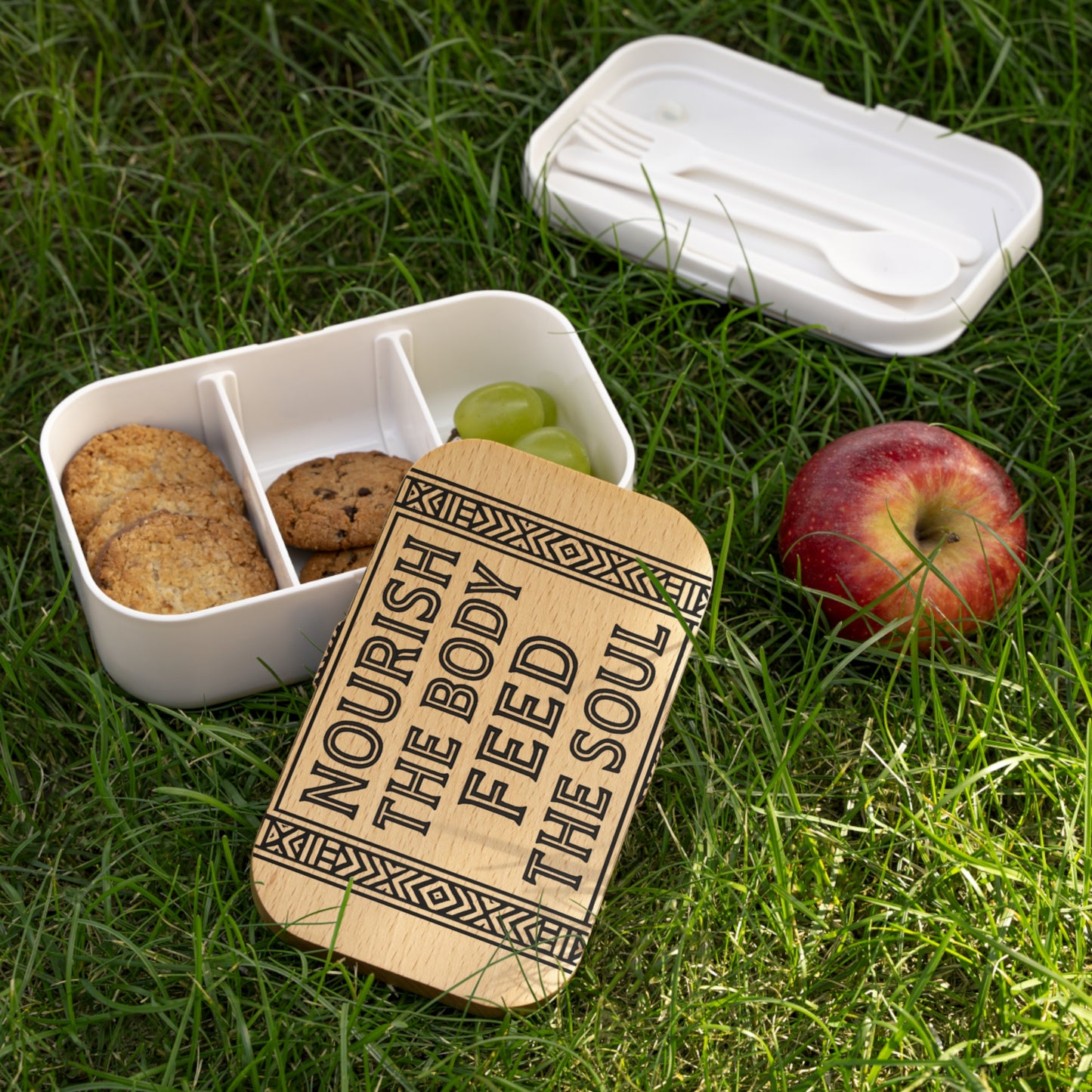 Eco-Friendly Bento Lunch Box, Nourish the Body Feed the Soul, Sustainable Food Container, Meal Prep Box, Healthy Eating Gift