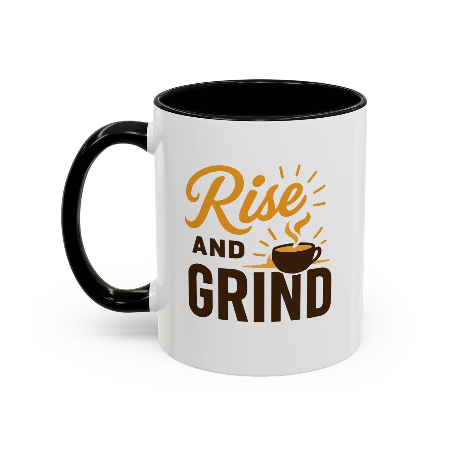 Coffee Lover's Motivational Mug | Rise and Grind for a Perfect Start, Gift for Baristas, Cozy Mornings, Home Office Decor, 11 & 15oz