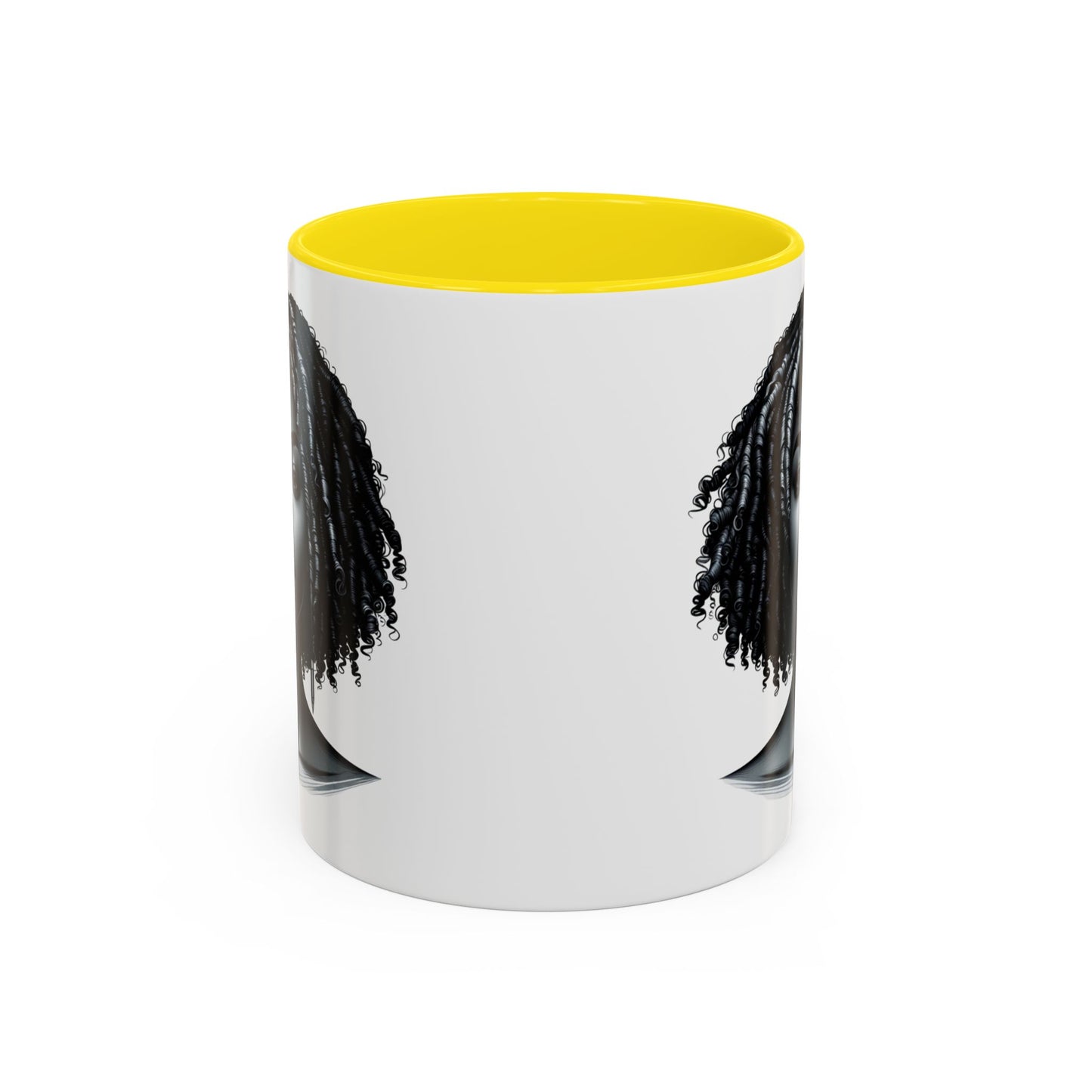 Elegant Black Woman Accent Coffee Mug. Afrocentric Gift for Coffee Lovers, Afro Hair Black American African Girl