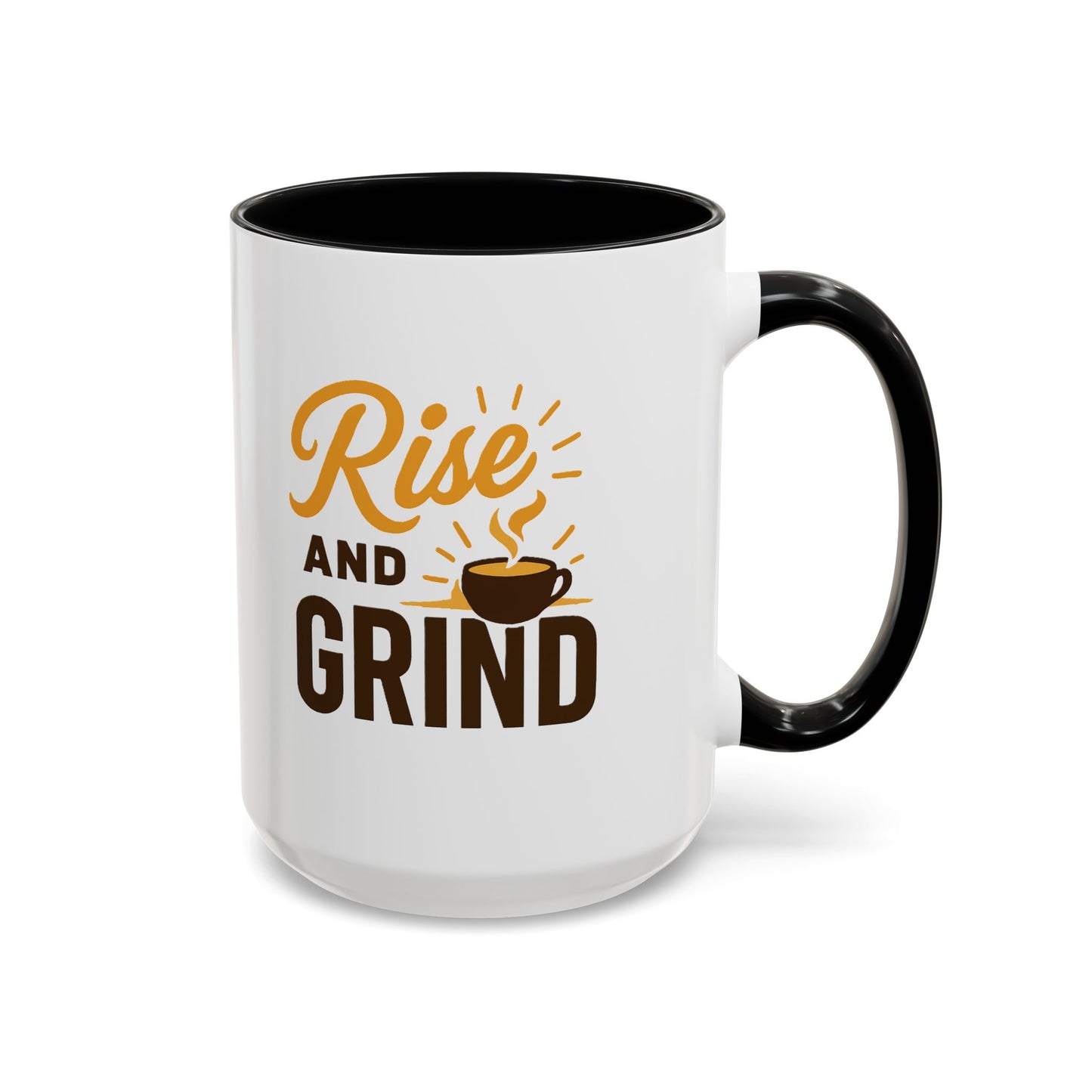 Coffee Lover's Motivational Mug | Rise and Grind for a Perfect Start, Gift for Baristas, Cozy Mornings, Home Office Decor, 11 & 15oz