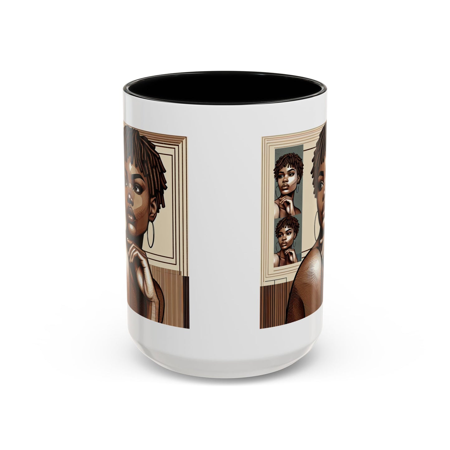 Elegant Art Coffee Mug, Unique Mug Gift, Black Girl Coffee Cup, Afrocentric Accent Mug