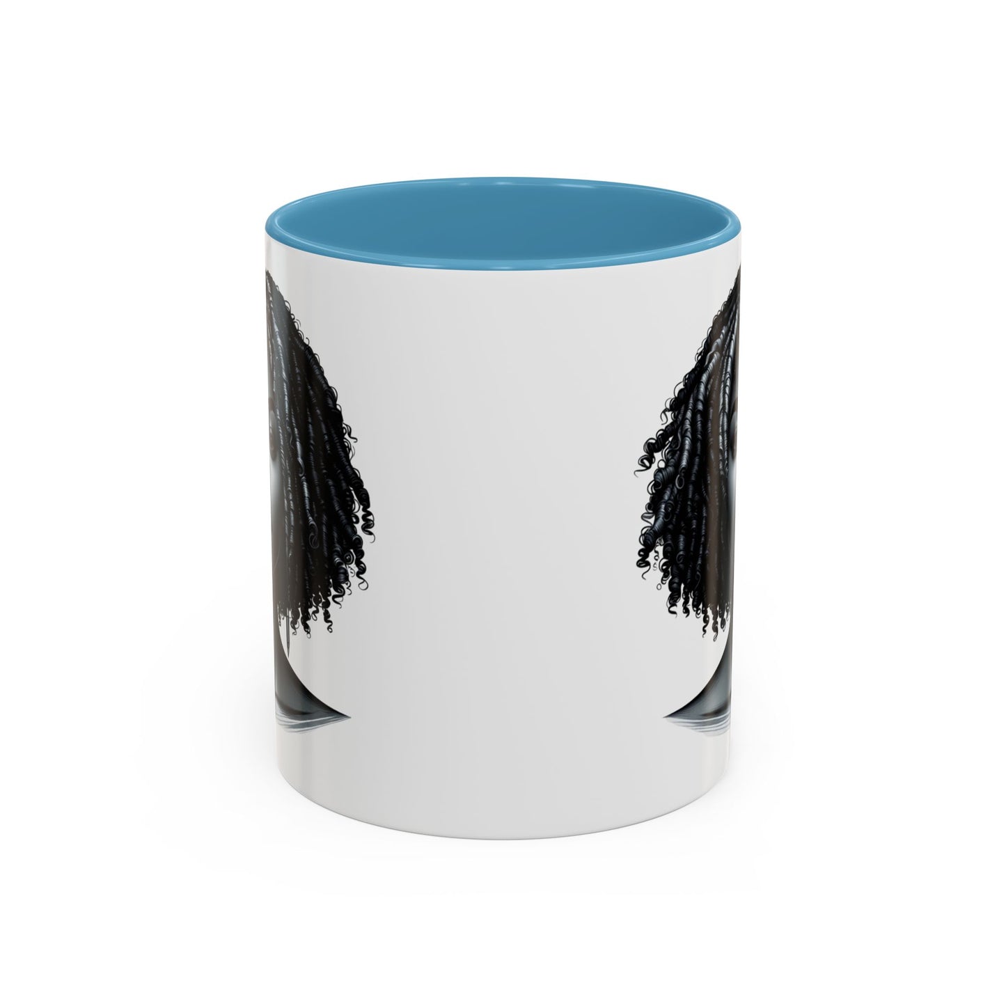 Elegant Black Woman Accent Coffee Mug. Afrocentric Gift for Coffee Lovers, Afro Hair Black American African Girl