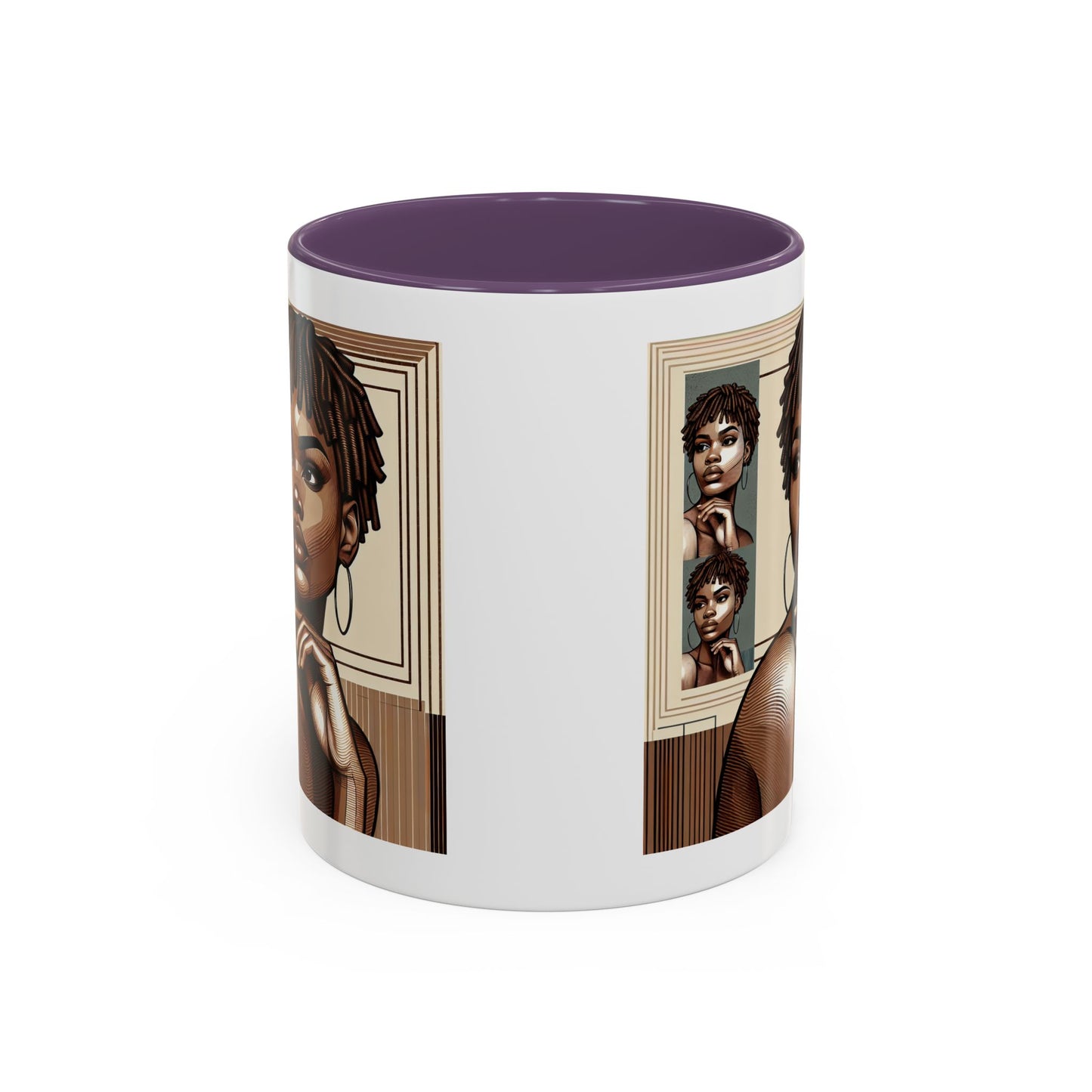 Elegant Art Coffee Mug, Unique Mug Gift, Black Girl Coffee Cup, Afrocentric Accent Mug