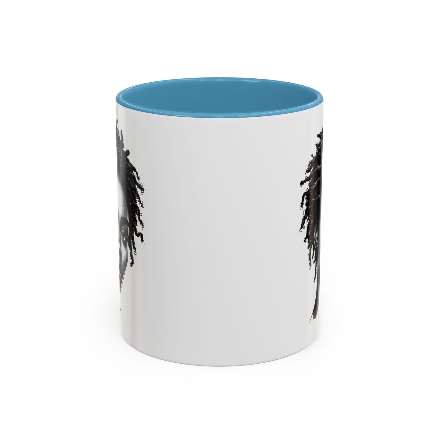 Afrocentric Accent Coffee Mug, Artistic Mug for Home, Unique Gift for Her, Afro Hair Black American African Girl