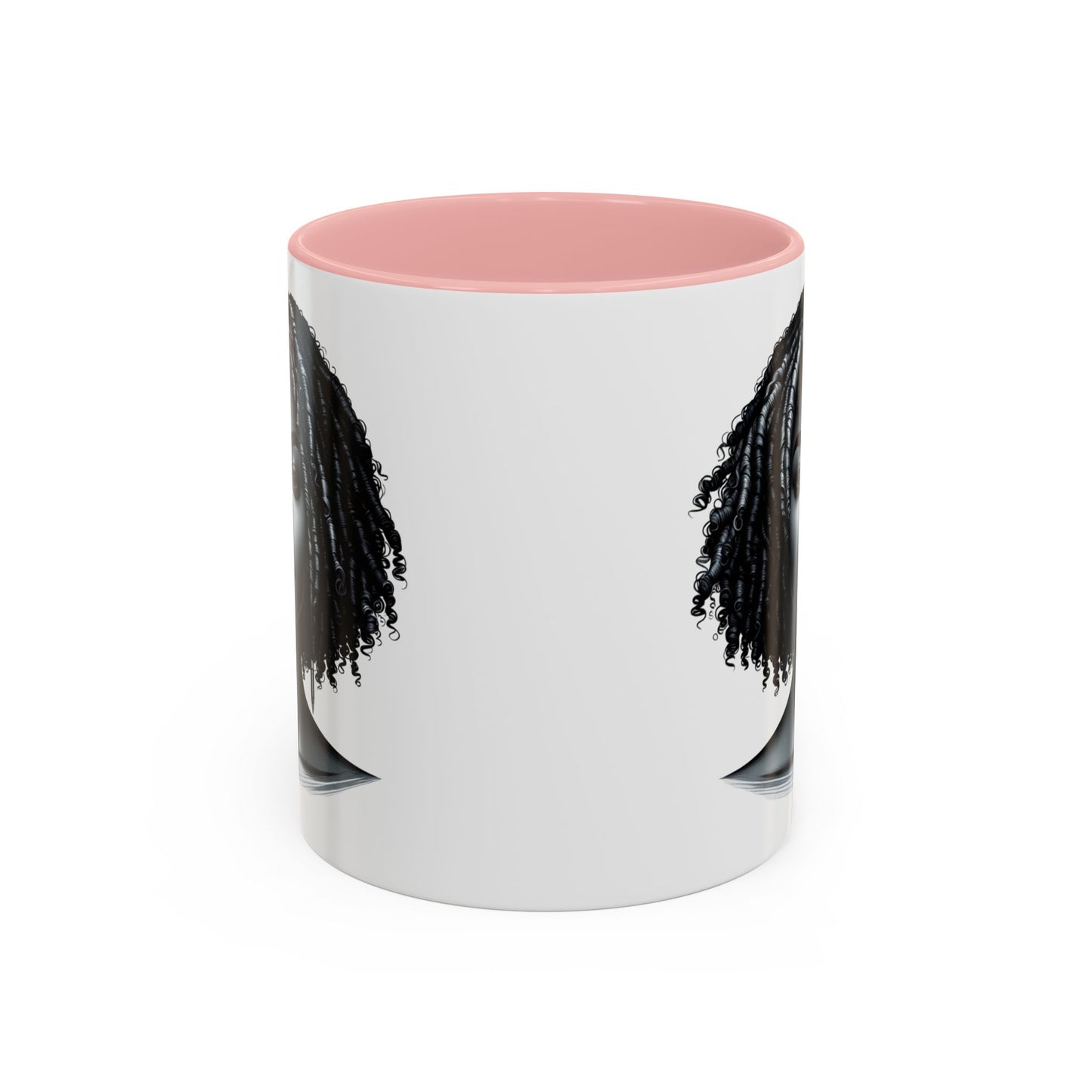 Elegant Black Woman Accent Coffee Mug. Afrocentric Gift for Coffee Lovers, Afro Hair Black American African Girl