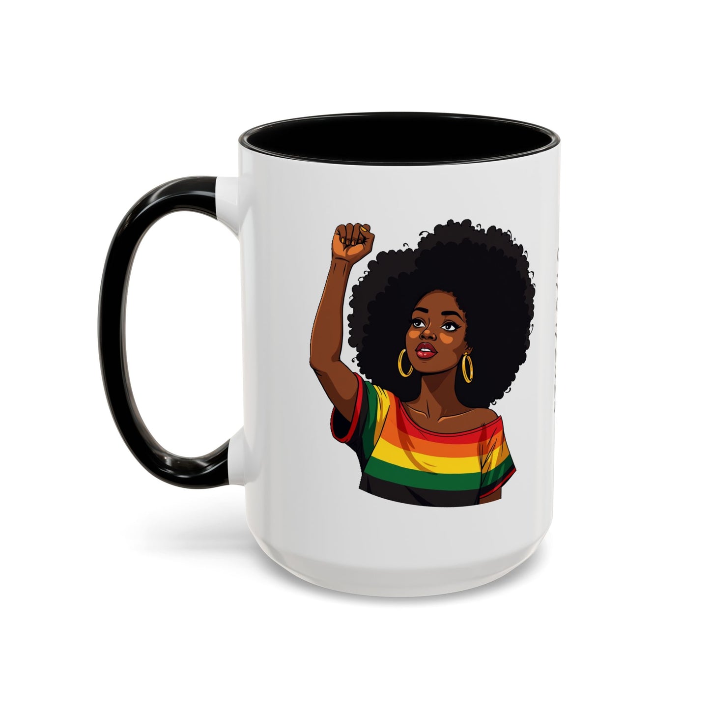 Empowered Black Woman Personalized Coffee Mug. Afro Hair Black American African Girl