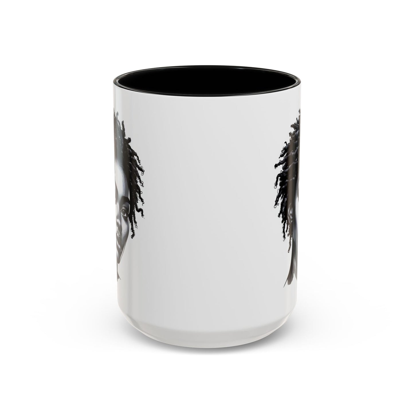 Afrocentric Accent Coffee Mug, Artistic Mug for Home, Unique Gift for Her, Afro Hair Black American African Girl