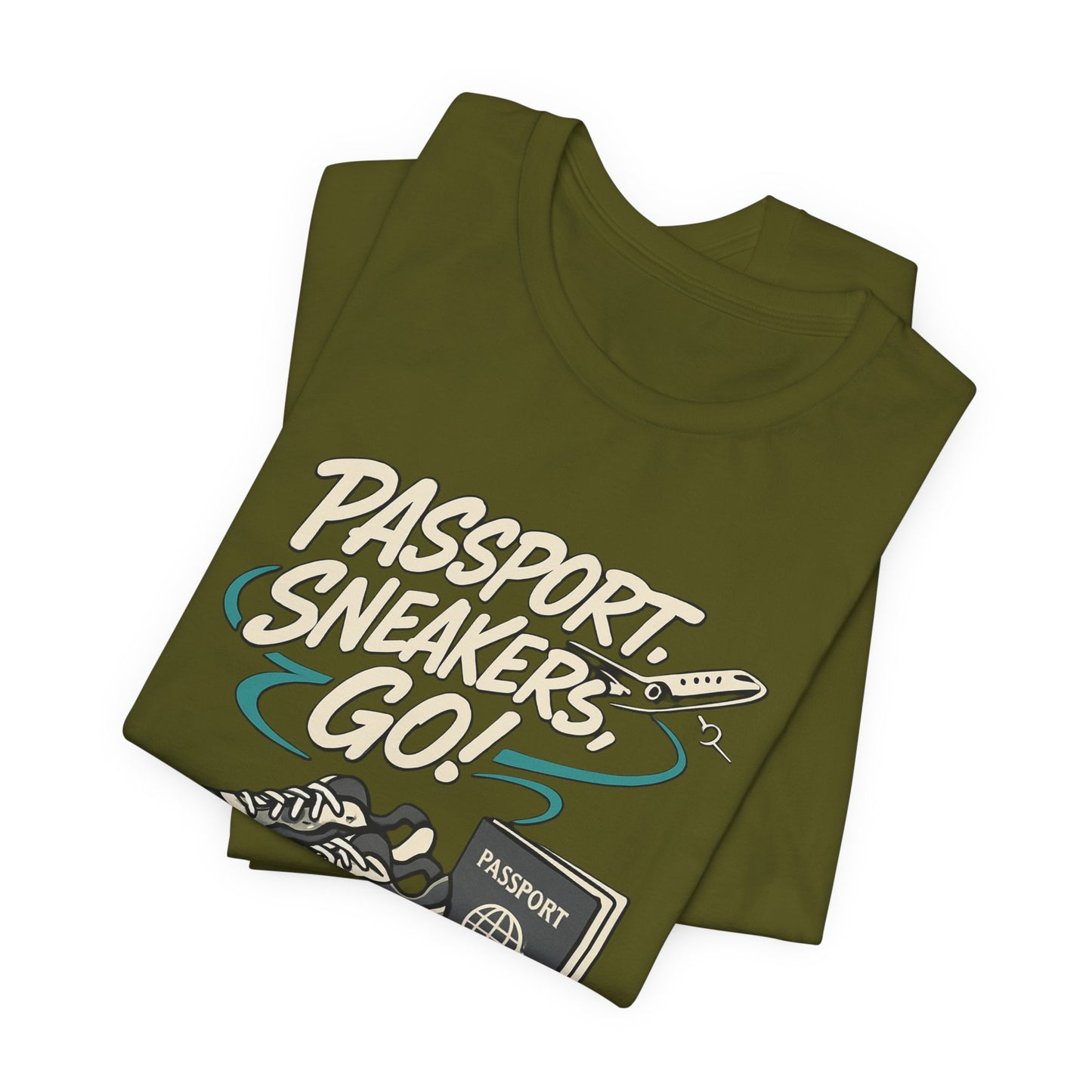 Passport Sneakers Unisex Tee, Travel T-Shirt, Vacation Shirt, Gift for Travelers, Adventure Clothing