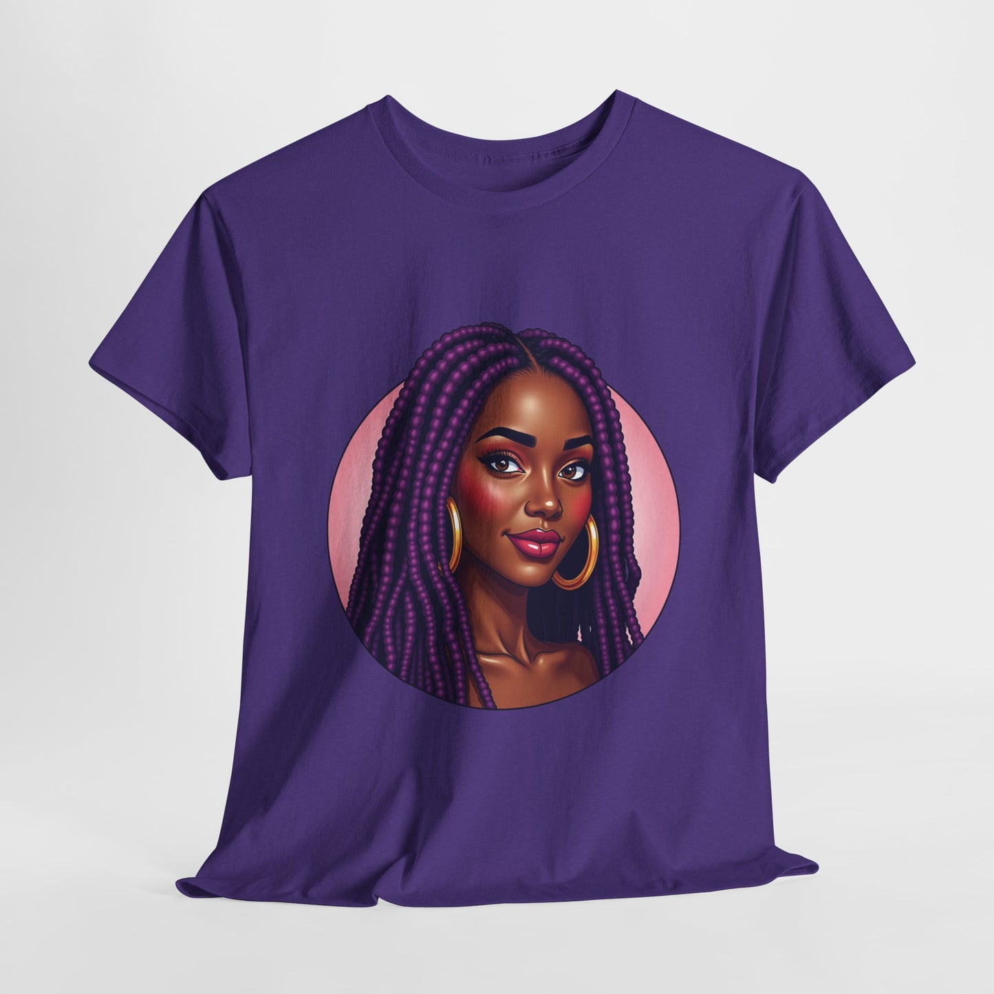 Purple Beauty T-Shirt Casual Wear Gift for Locs Lovers Afro Hair Black American African Girl T-shirt