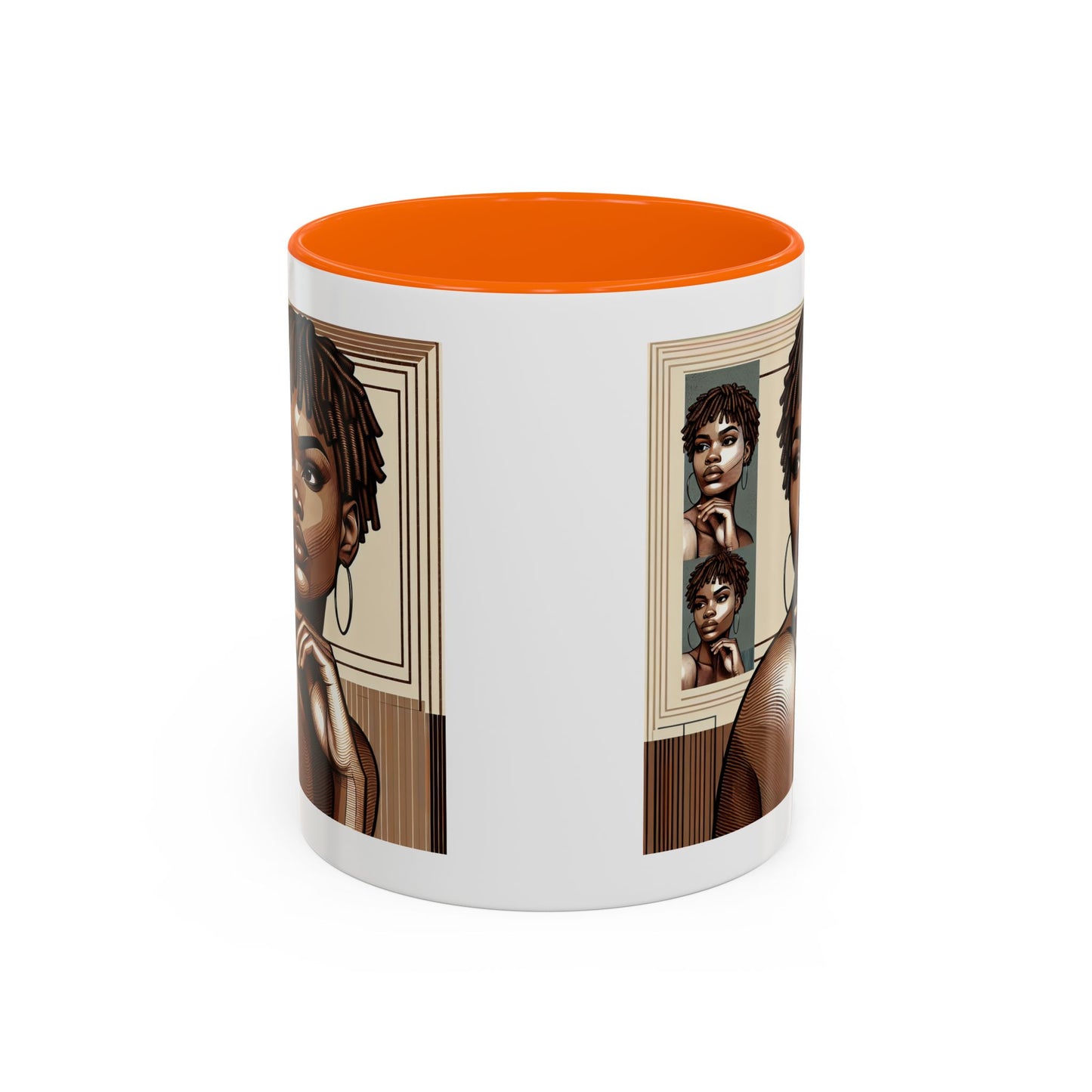 Elegant Art Coffee Mug, Unique Mug Gift, Black Girl Coffee Cup, Afrocentric Accent Mug