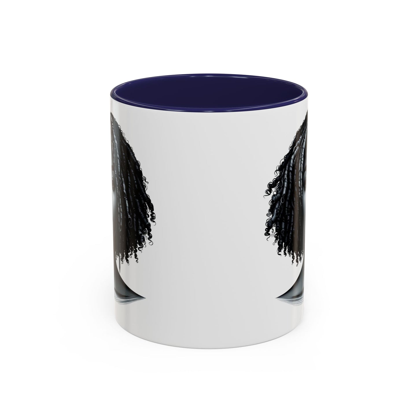 Elegant Black Woman Accent Coffee Mug. Afrocentric Gift for Coffee Lovers, Afro Hair Black American African Girl
