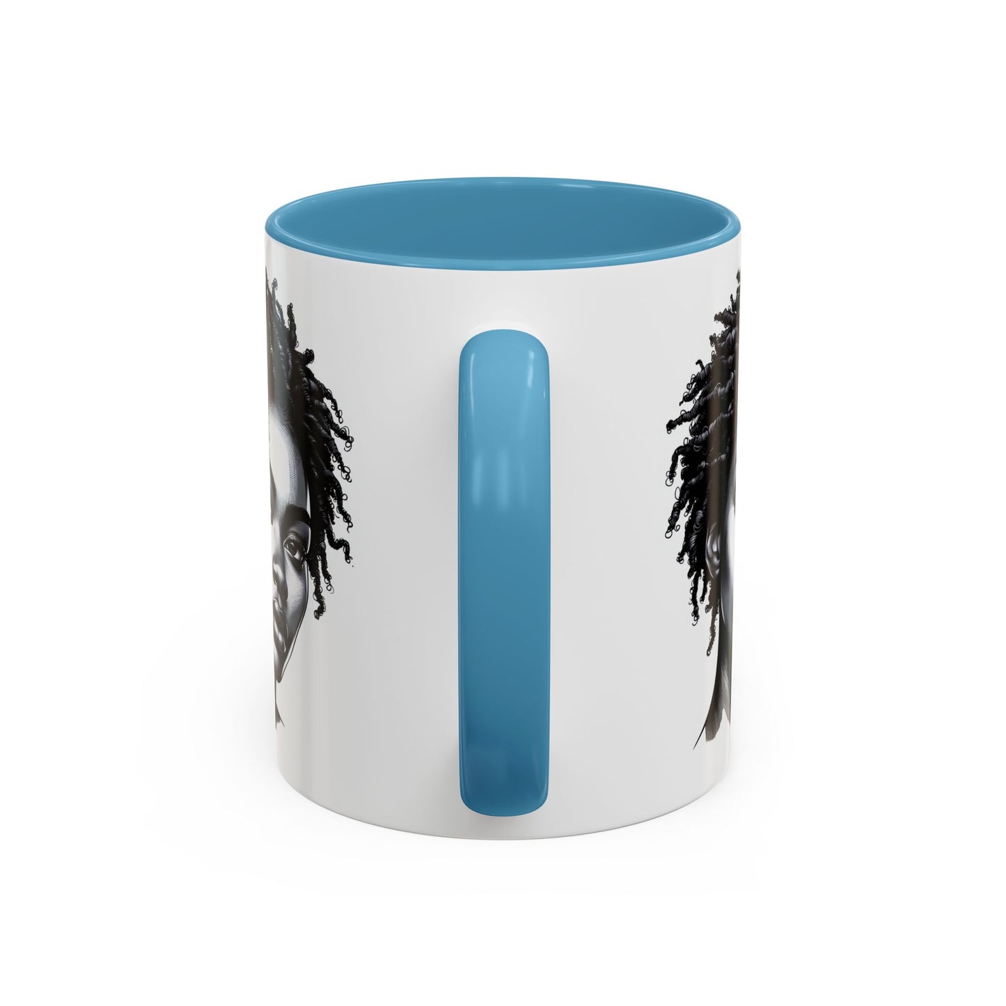 Afrocentric Accent Coffee Mug, Artistic Mug for Home, Unique Gift for Her, Afro Hair Black American African Girl