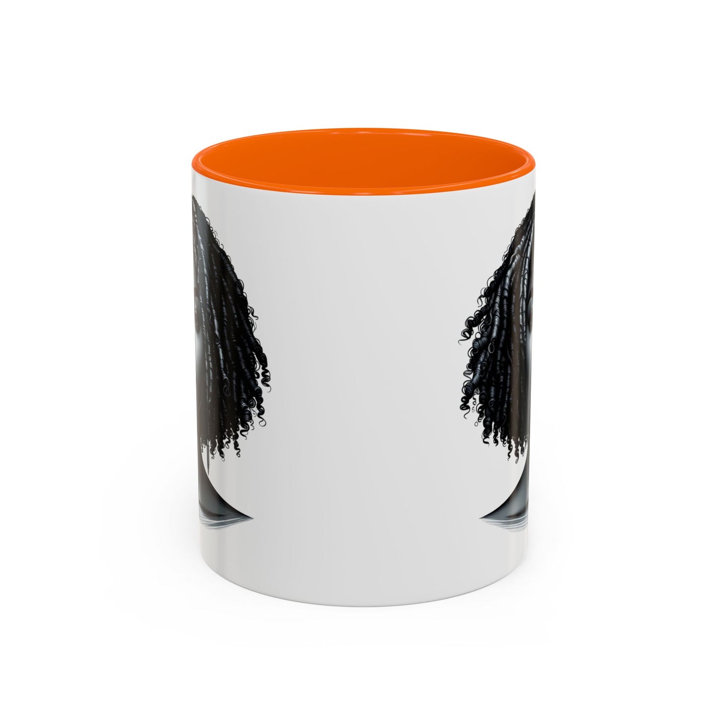 Elegant Black Woman Accent Coffee Mug. Afrocentric Gift for Coffee Lovers, Afro Hair Black American African Girl