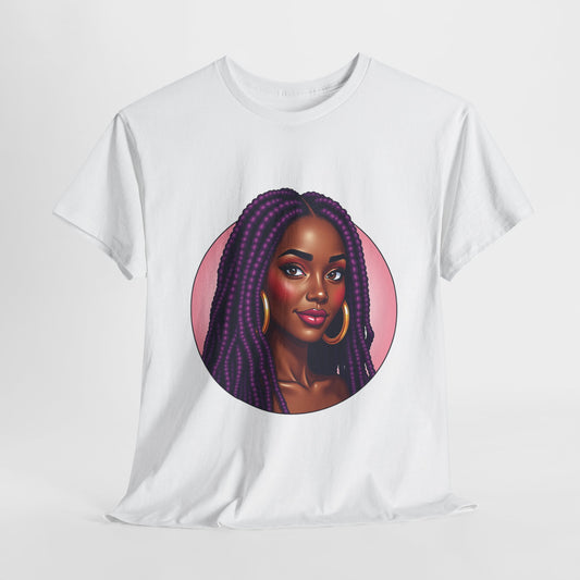 Purple Beauty T-Shirt Casual Wear Gift for Locs Lovers Afro Hair Black American African Girl T-shirt
