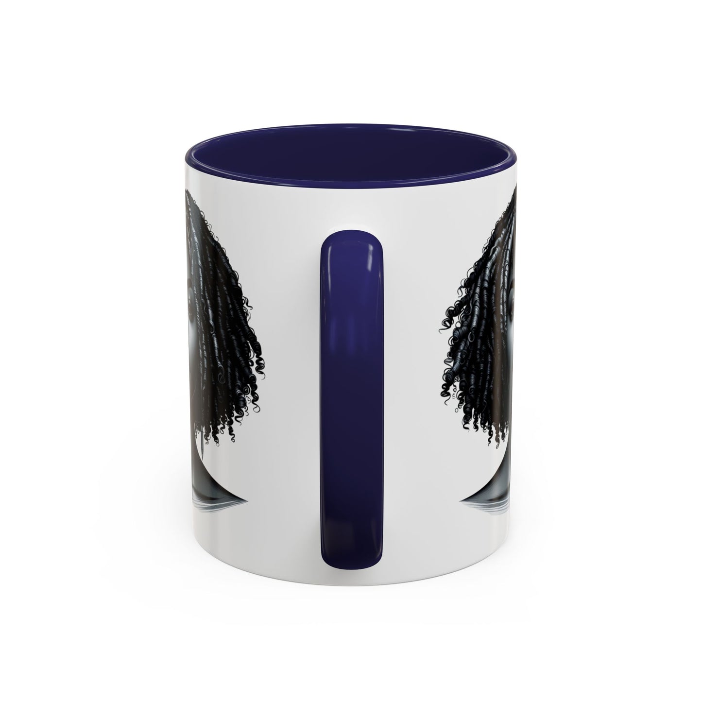 Elegant Black Woman Accent Coffee Mug. Afrocentric Gift for Coffee Lovers, Afro Hair Black American African Girl