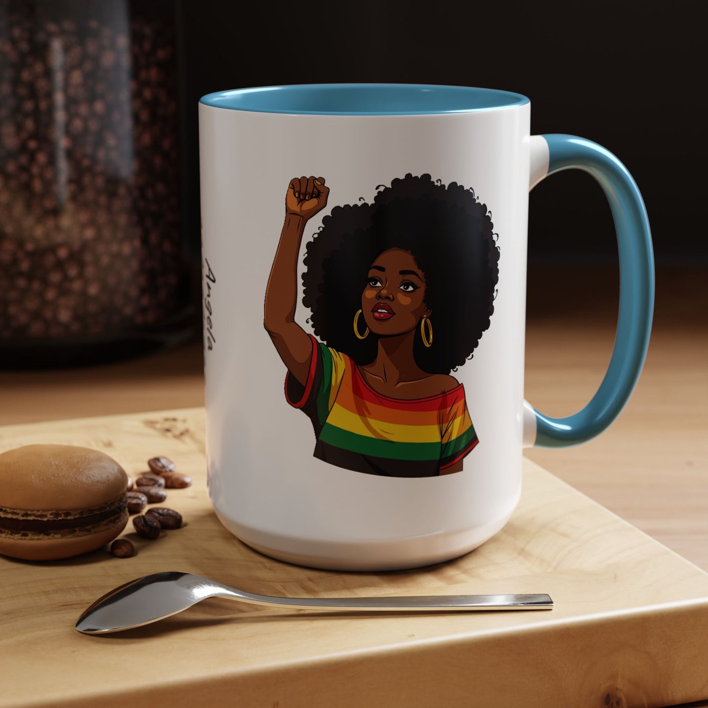 Empowered Black Woman Personalized Coffee Mug. Afro Hair Black American African Girl