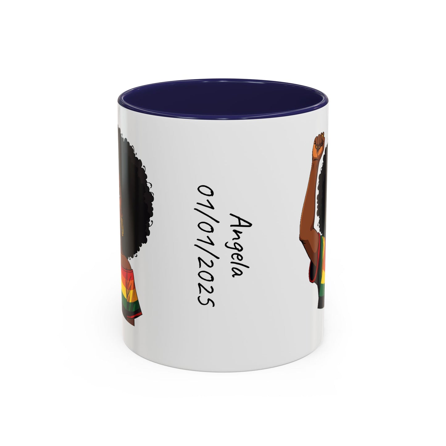 Empowered Black Woman Personalized Coffee Mug. Afro Hair Black American African Girl