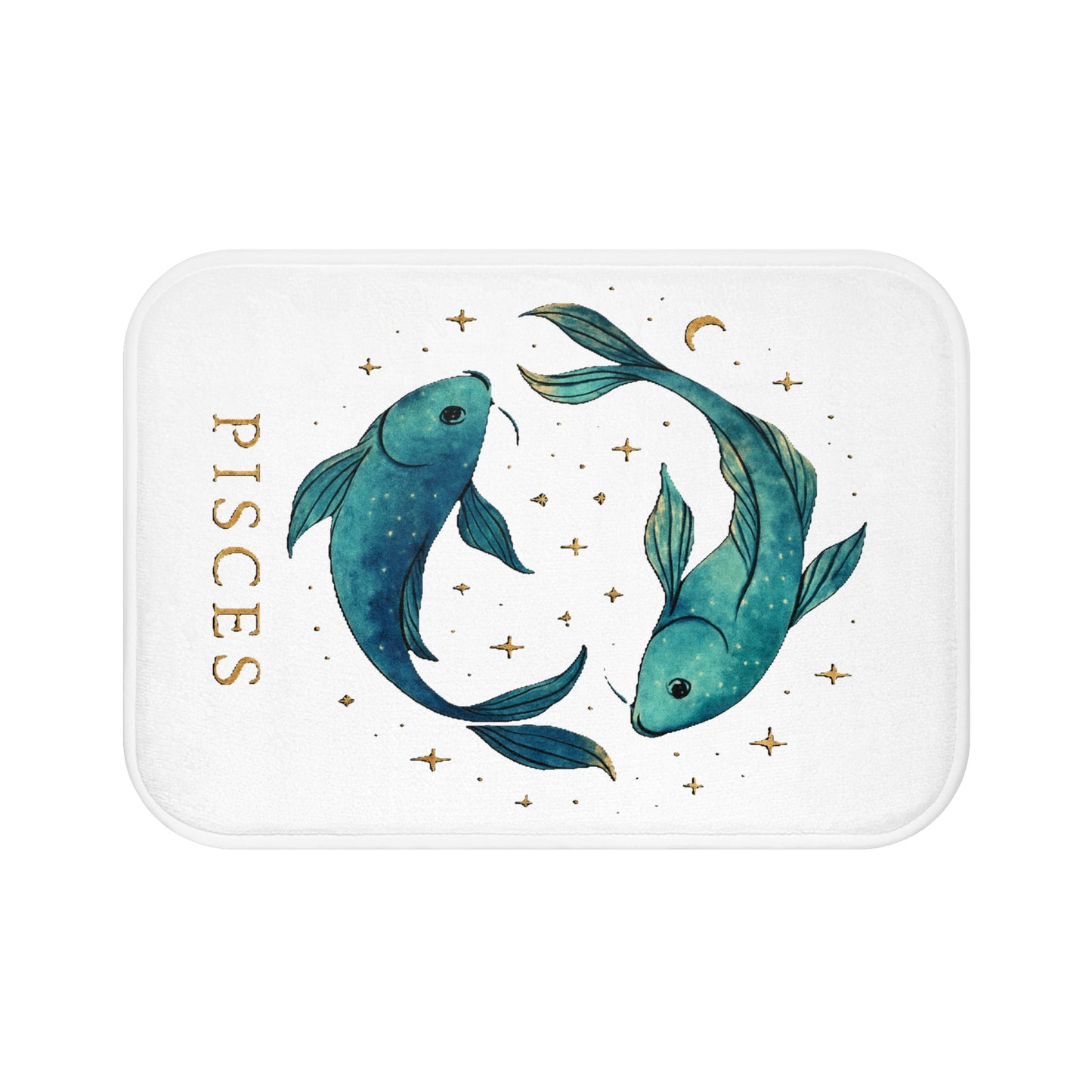 Pisces Bathmat, Zodiac Bathroom Decor, Astrology Home Accessory, Cozy Mat Gift, Fish Design Bathroom Rug