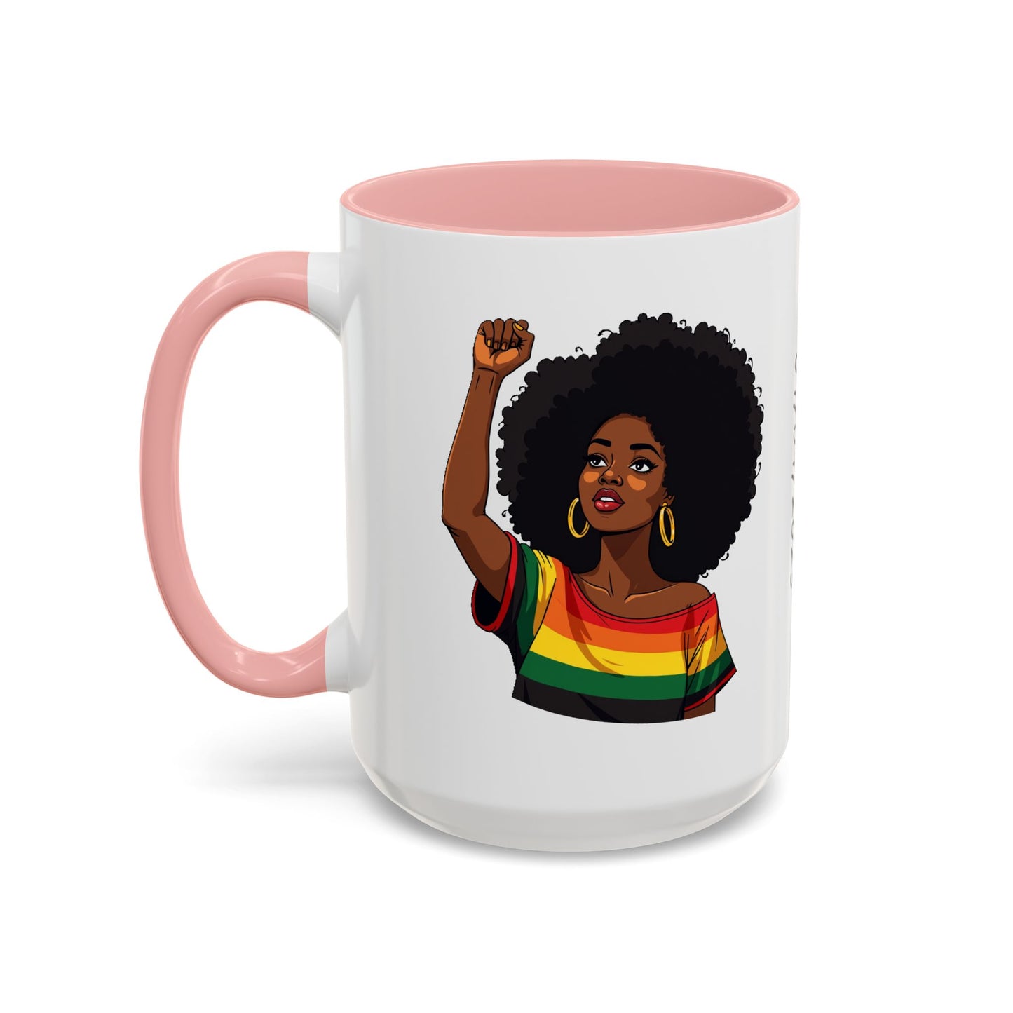 Empowered Black Woman Personalized Coffee Mug. Afro Hair Black American African Girl