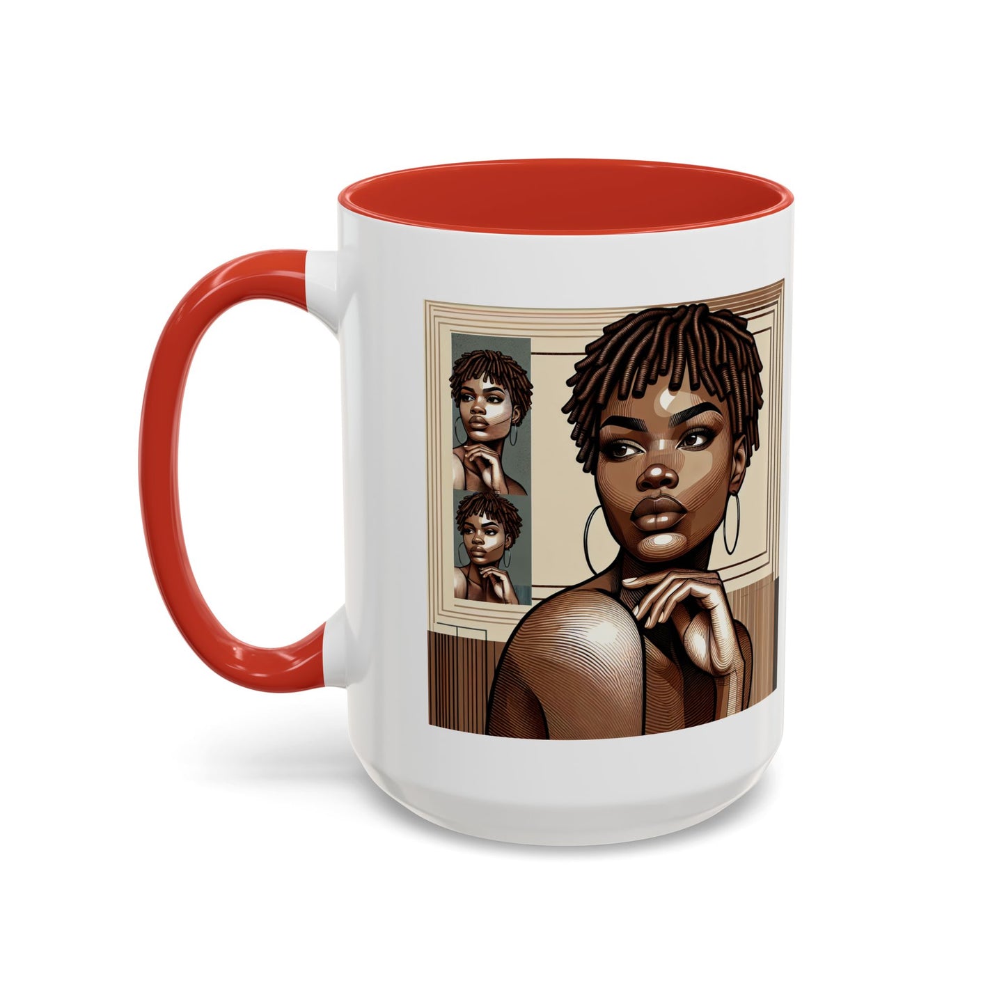 Elegant Art Coffee Mug, Unique Mug Gift, Black Girl Coffee Cup, Afrocentric Accent Mug