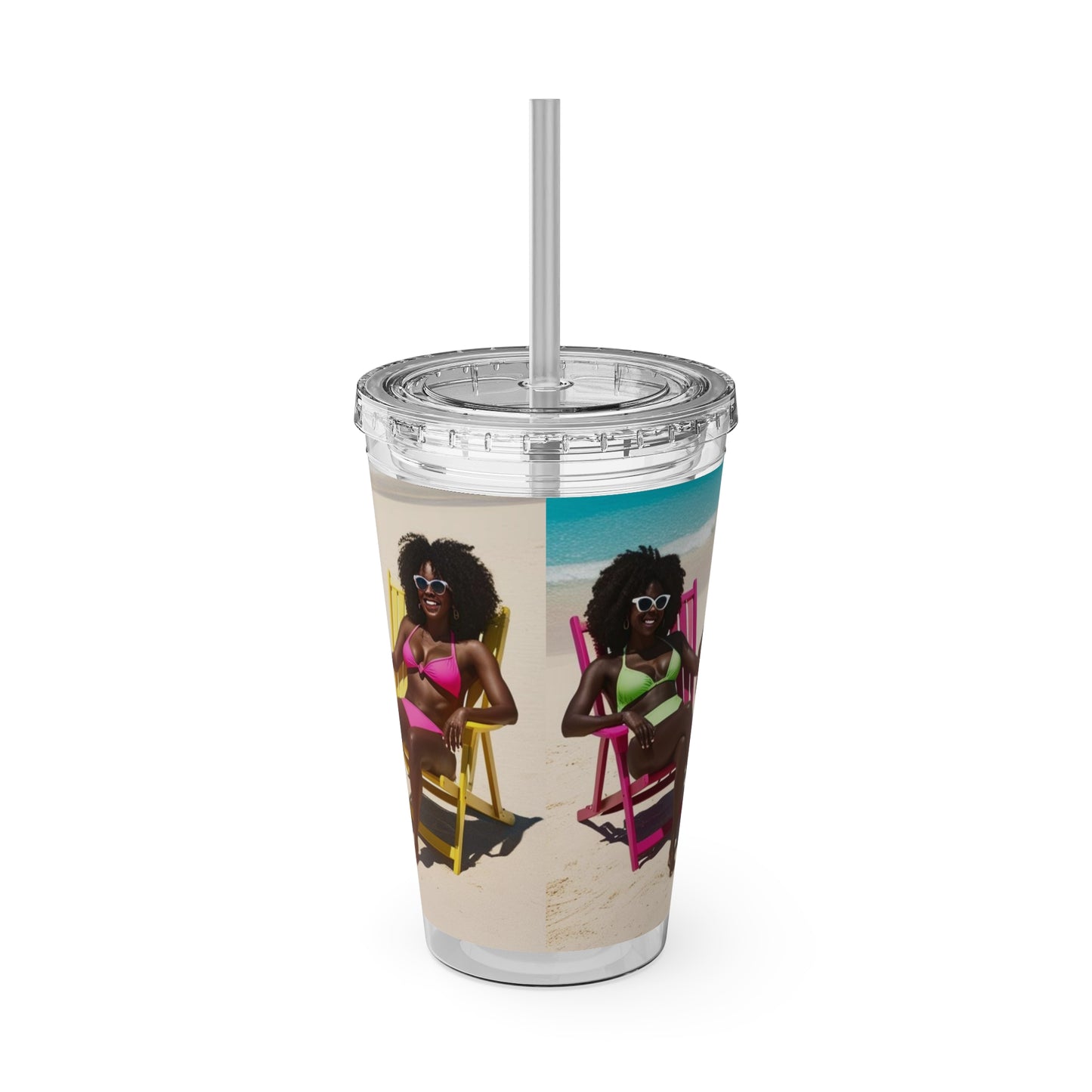 Girls Trip Tumbler with Straw - 16oz Summer Travel Cup