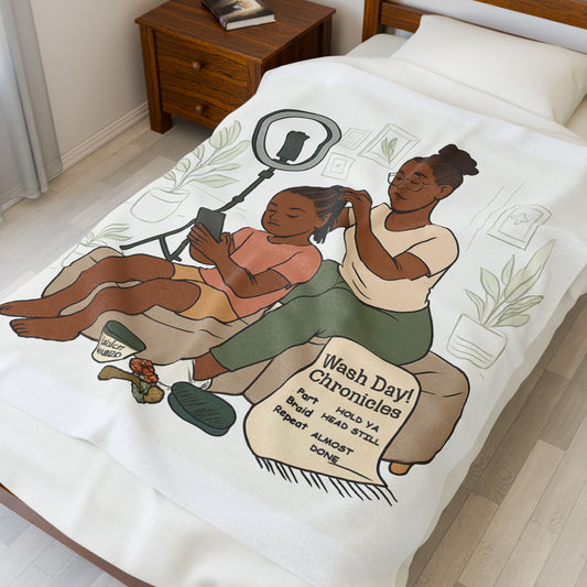 Wash Day Chronicles. Warm and Cozy Velveteen Plush Blanket for Family Connection, Home Decor, Gift for Moms
