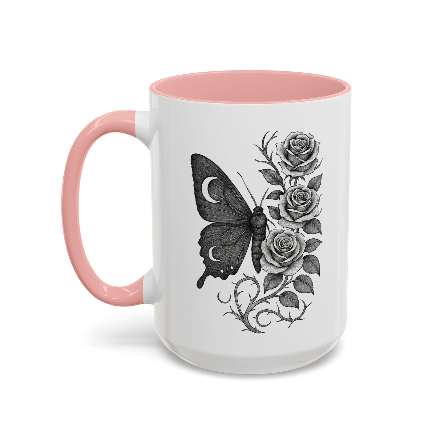 Elegant Floral Butterfly Mug. Black & White Coffee Cup. Home Decor, Gift for Her, Cater to Plant Lovers, Birthday, Everyday Use
