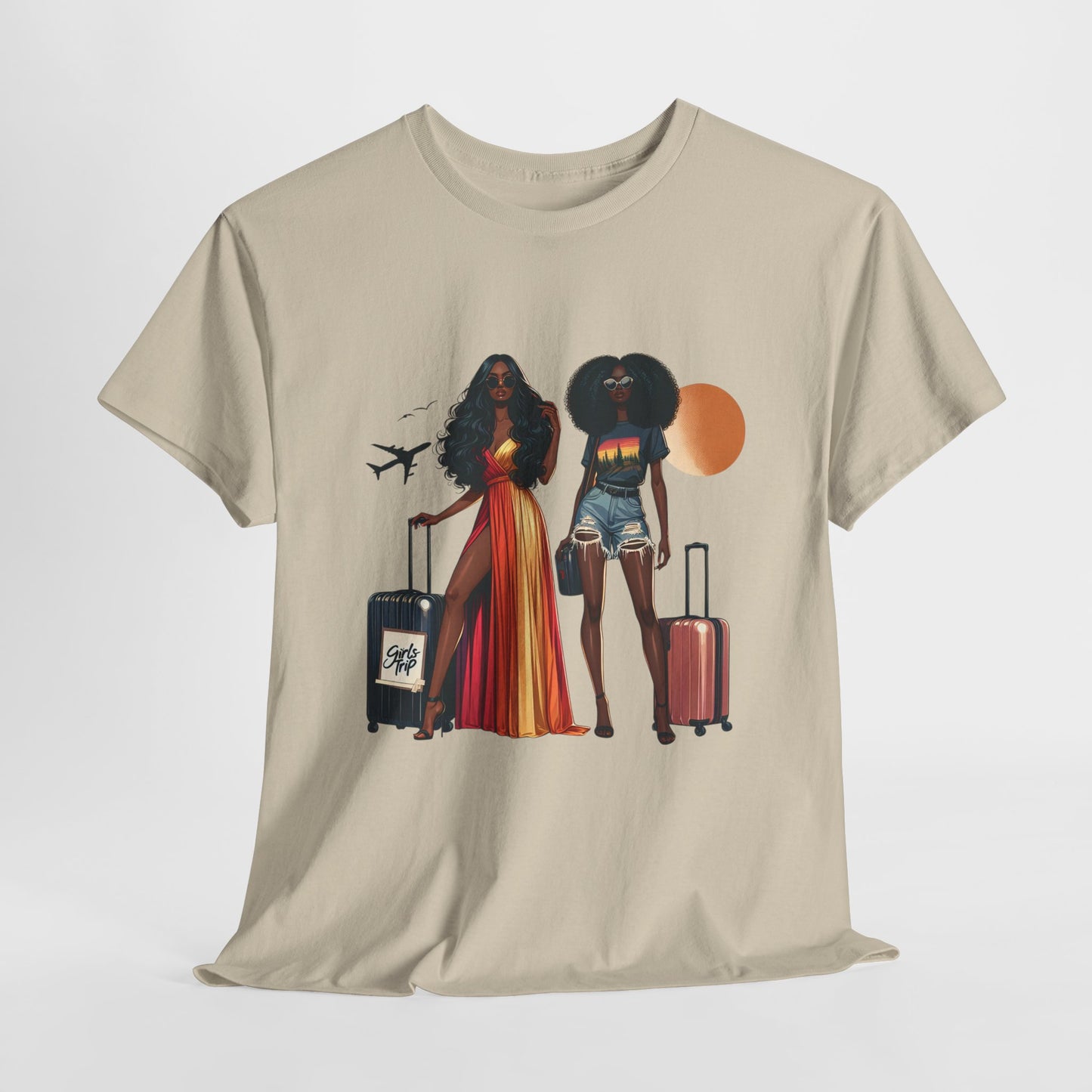 Wheels Up Heels On Travel Vibes Casual Wear Gift for Locs Lovers Afro Hair Black American African Girl T-shirt