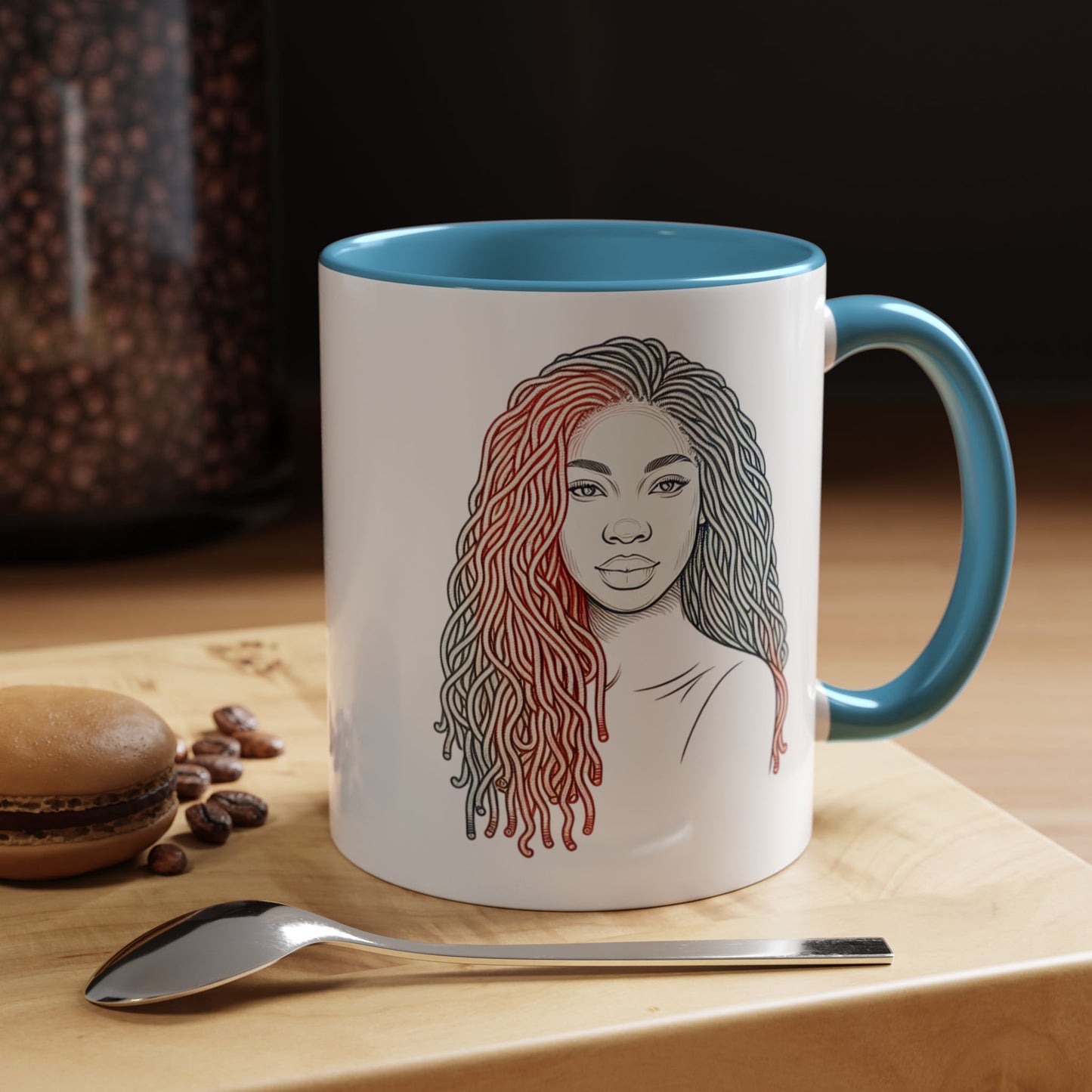 Artistic Accent Coffee Mug. Afrocentric Gift Afro Hair Black American African Girl