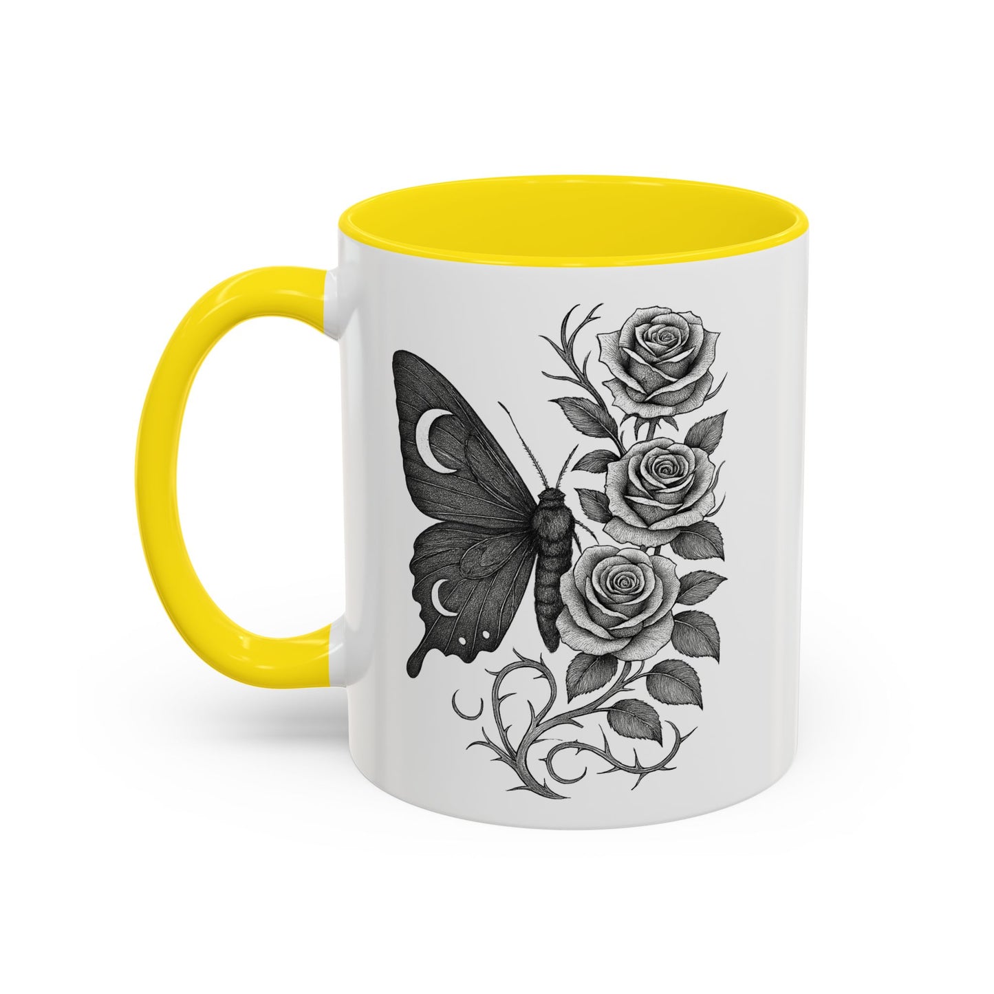 Elegant Floral Butterfly Mug. Black & White Coffee Cup. Home Decor, Gift for Her, Cater to Plant Lovers, Birthday, Everyday Use