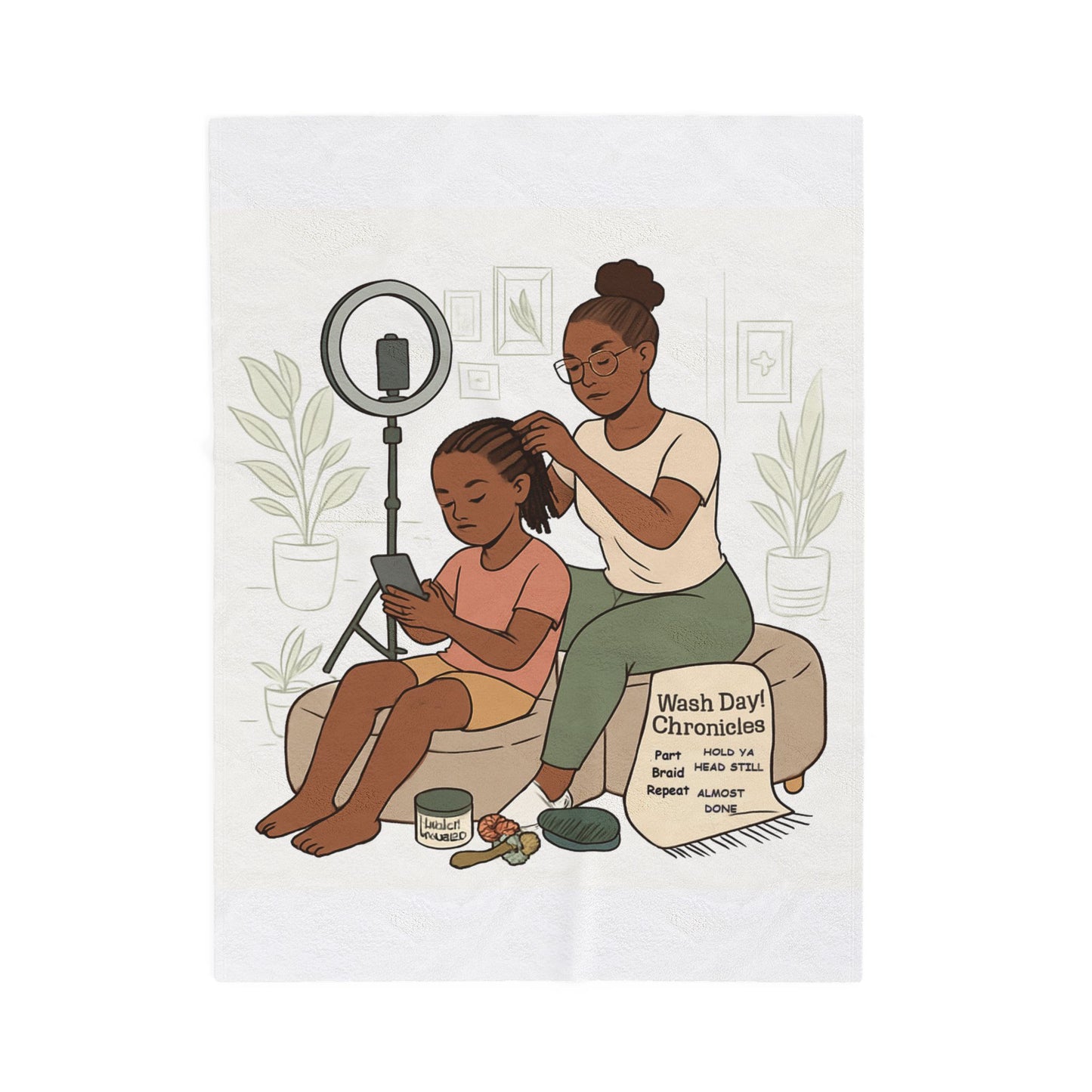 Wash Day Chronicles. Warm and Cozy Velveteen Plush Blanket for Family Connection, Home Decor, Gift for Moms
