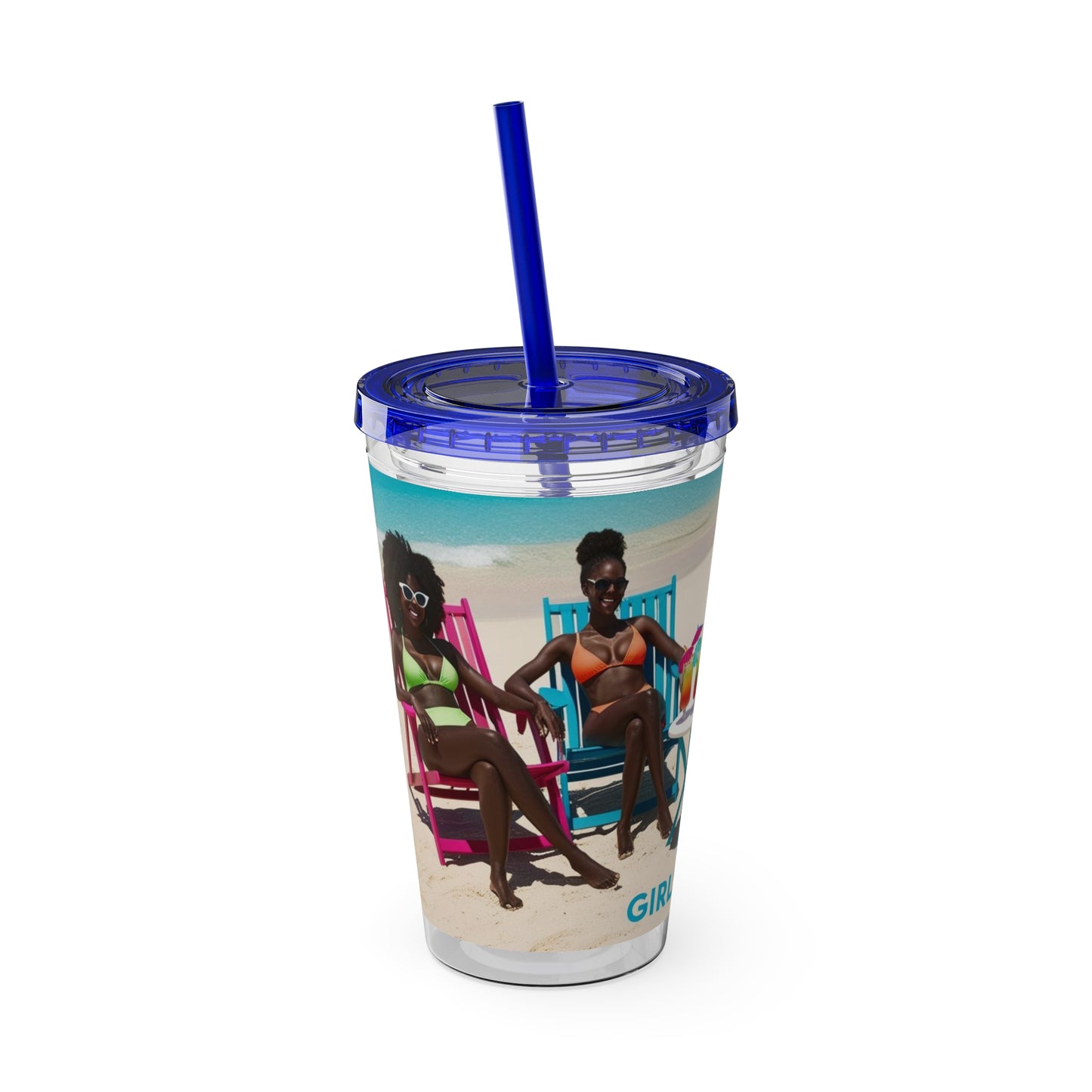 Girls Trip Tumbler with Straw - 16oz Summer Travel Cup