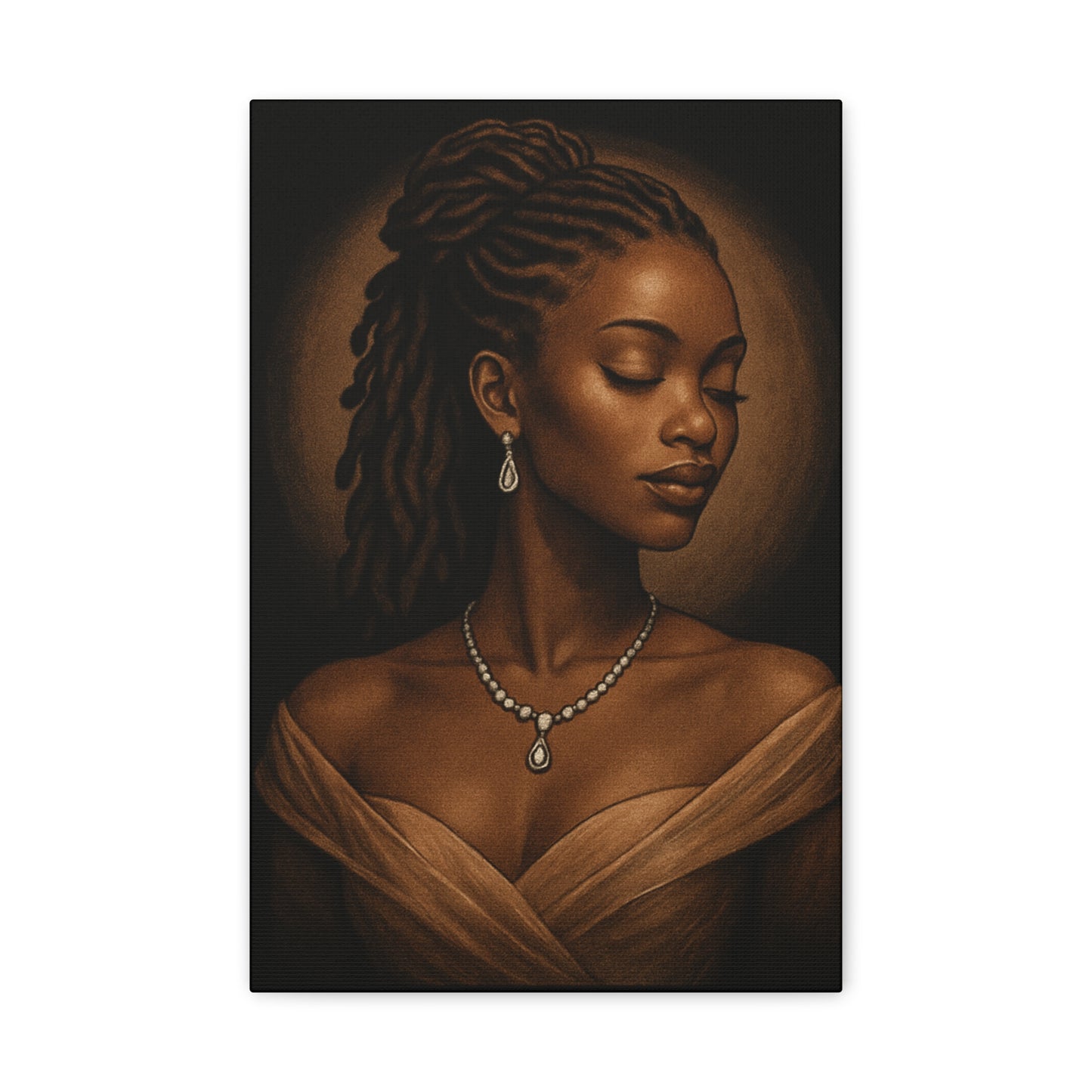 Elegant Wall Art Print, Black Woman Portrait, Home Decor, Inspirational Art, Gift for Her, Canvas Artwork