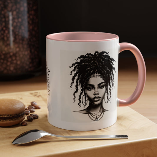 Messy Bun Personalized Coffee Mug, Gift for Coffee Lovers, Afro Hair Black American African Girl