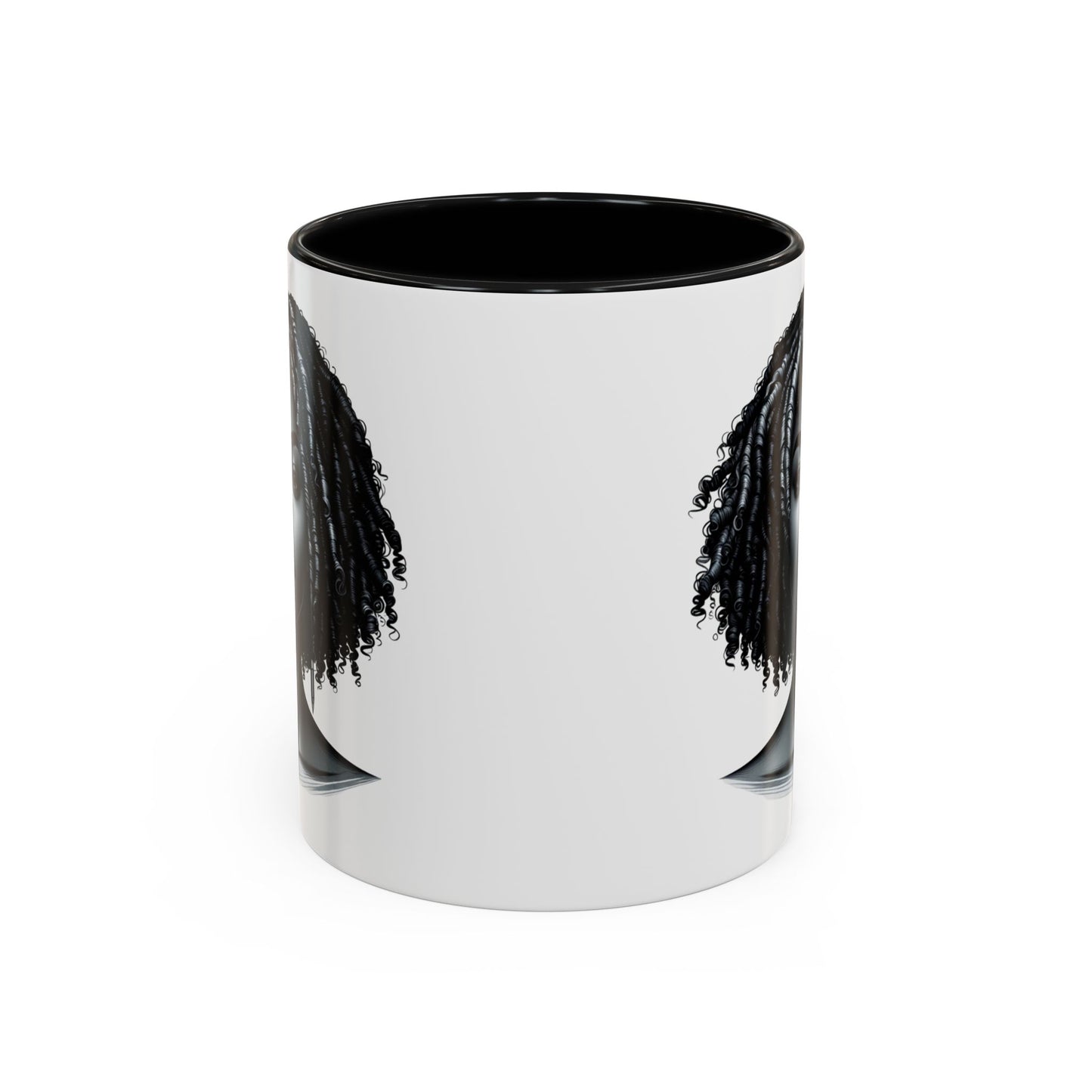 Elegant Black Woman Accent Coffee Mug. Afrocentric Gift for Coffee Lovers, Afro Hair Black American African Girl