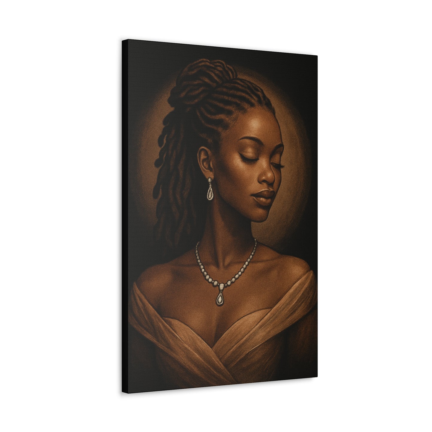 Elegant Wall Art Print, Black Woman Portrait, Home Decor, Inspirational Art, Gift for Her, Canvas Artwork