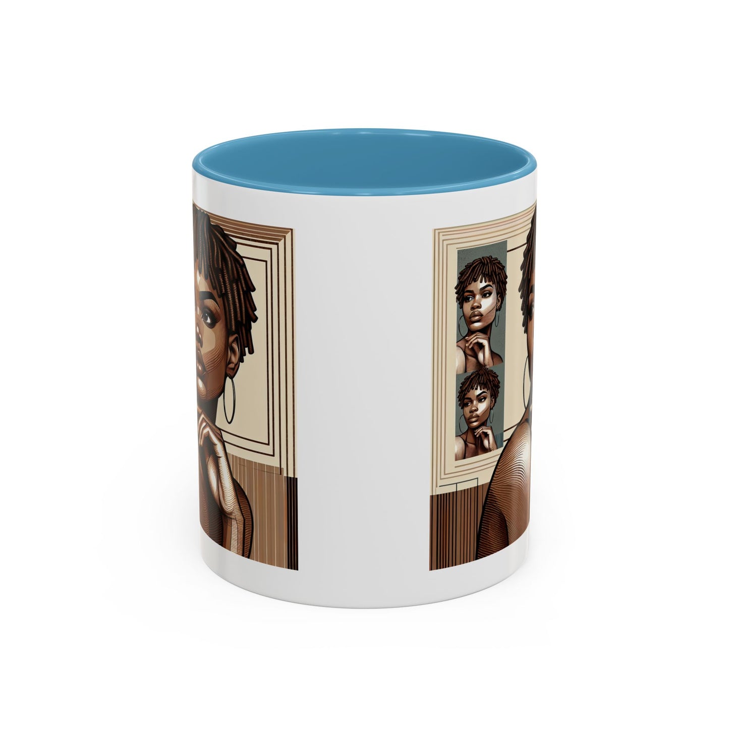Elegant Art Coffee Mug, Unique Mug Gift, Black Girl Coffee Cup, Afrocentric Accent Mug
