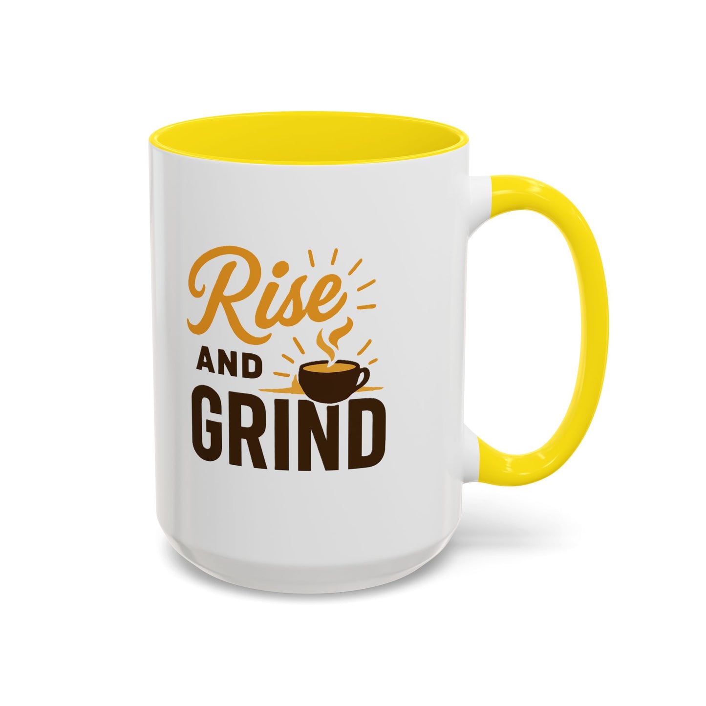 Coffee Lover's Motivational Mug | Rise and Grind for a Perfect Start, Gift for Baristas, Cozy Mornings, Home Office Decor, 11 & 15oz