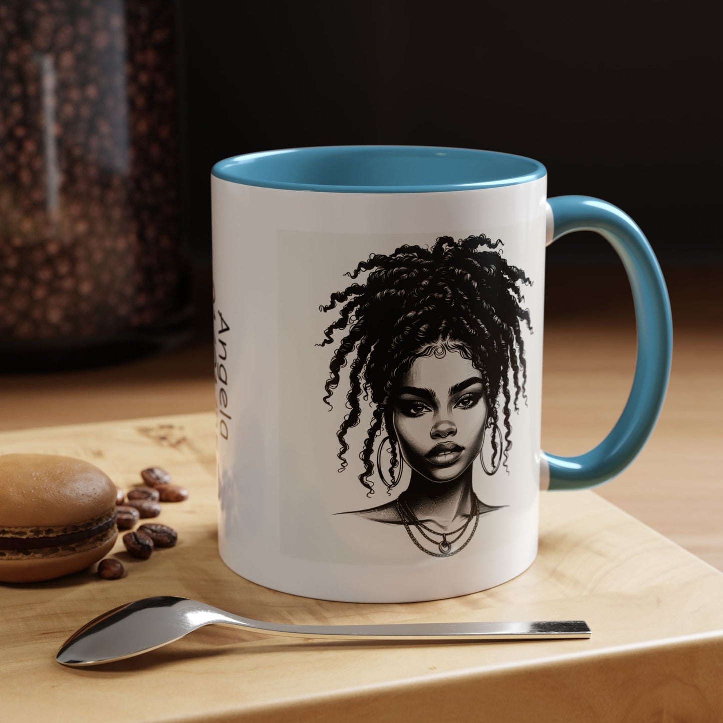 Messy Bun Personalized Coffee Mug, Gift for Coffee Lovers, Afro Hair Black American African Girl
